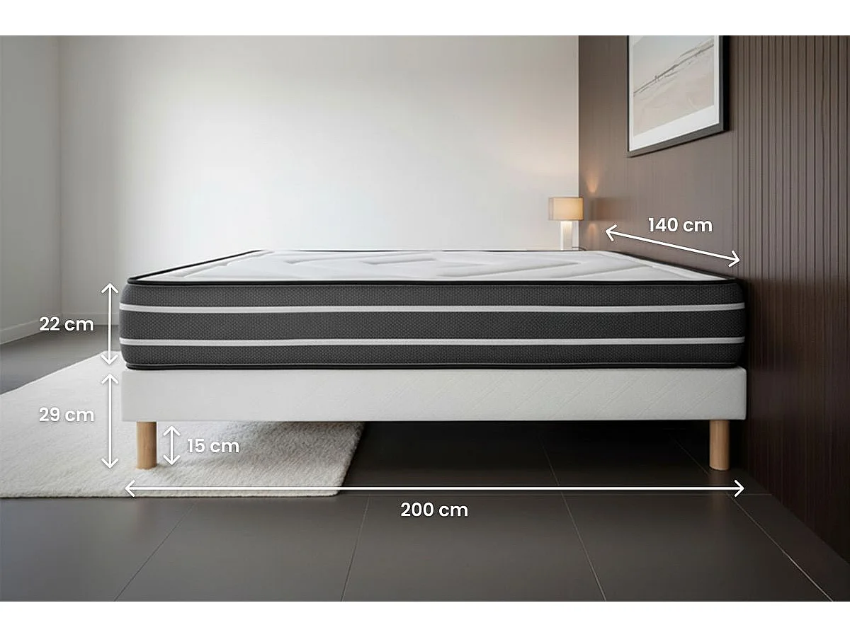 Ensemble Exclusive 140 x 200 cm sommier noir