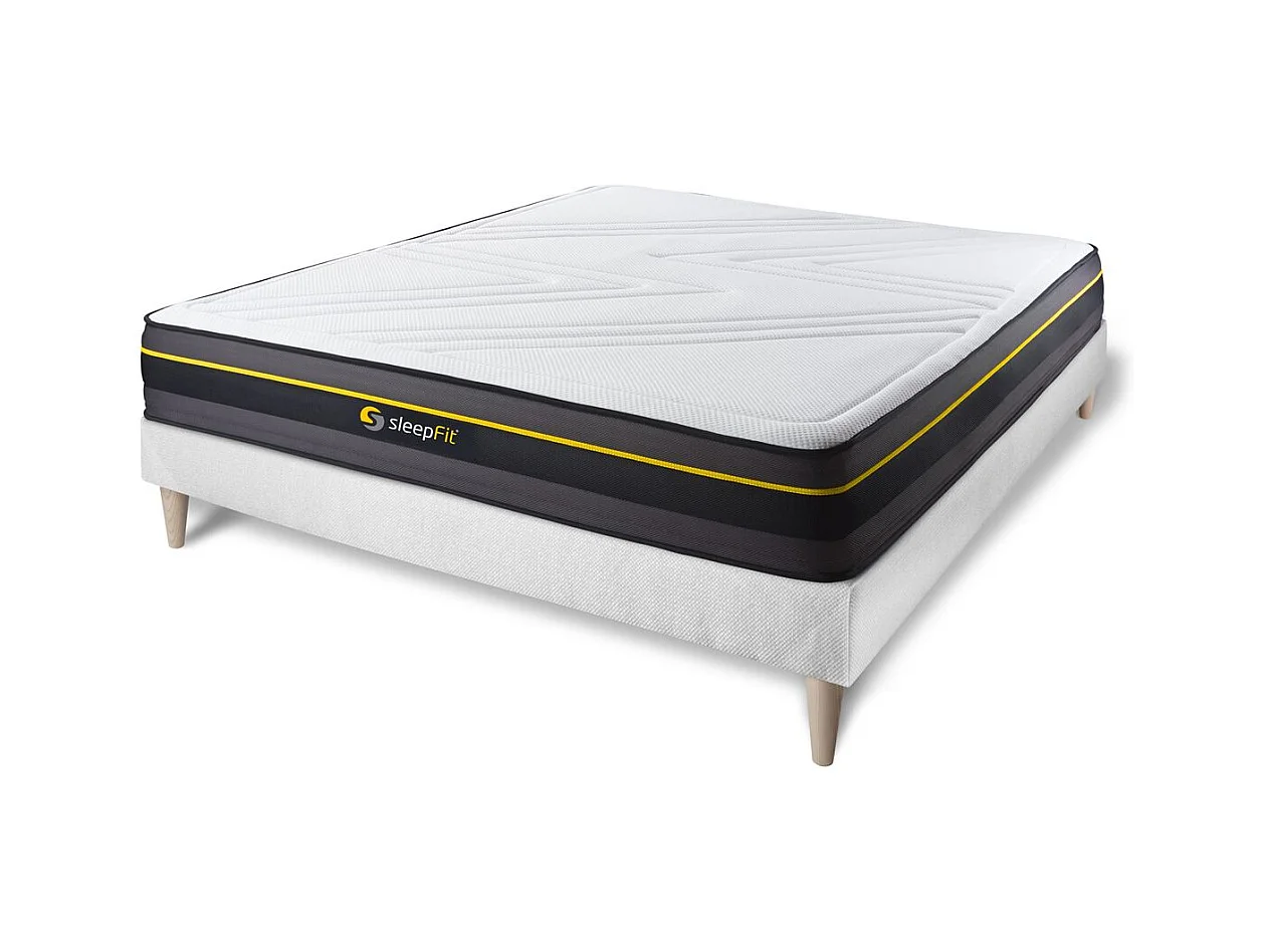 Ensemble 140x200 matelas ACTIVE + sommier kit blanc