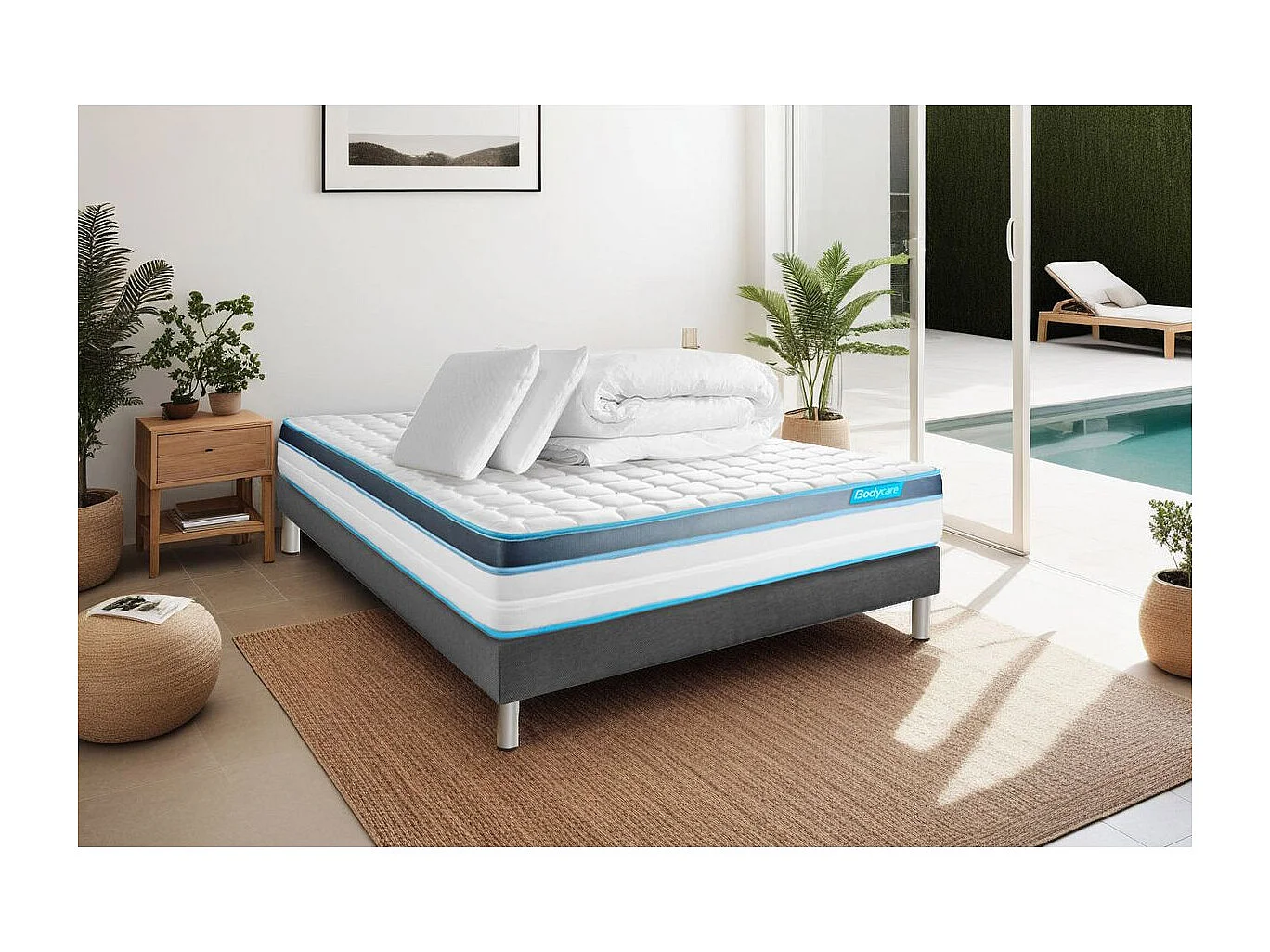 Pack PERFORM 160x200 Mousse à mémoire de forme ProfiZone 5 zones Ultra épaisseur + Couette + 2 oreillers