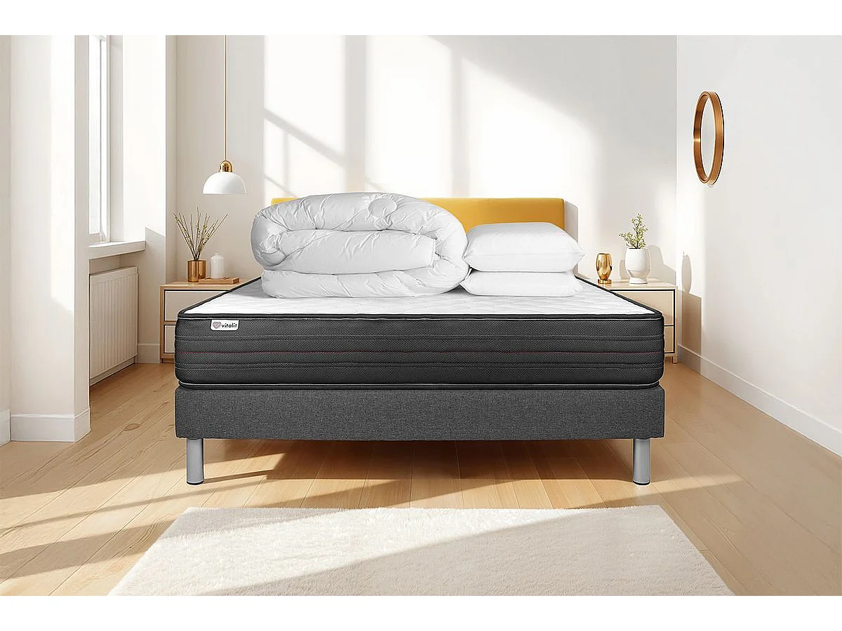 Pack prêt à dormir VITALPOWER 180 x 200 cm sommier Kit gris