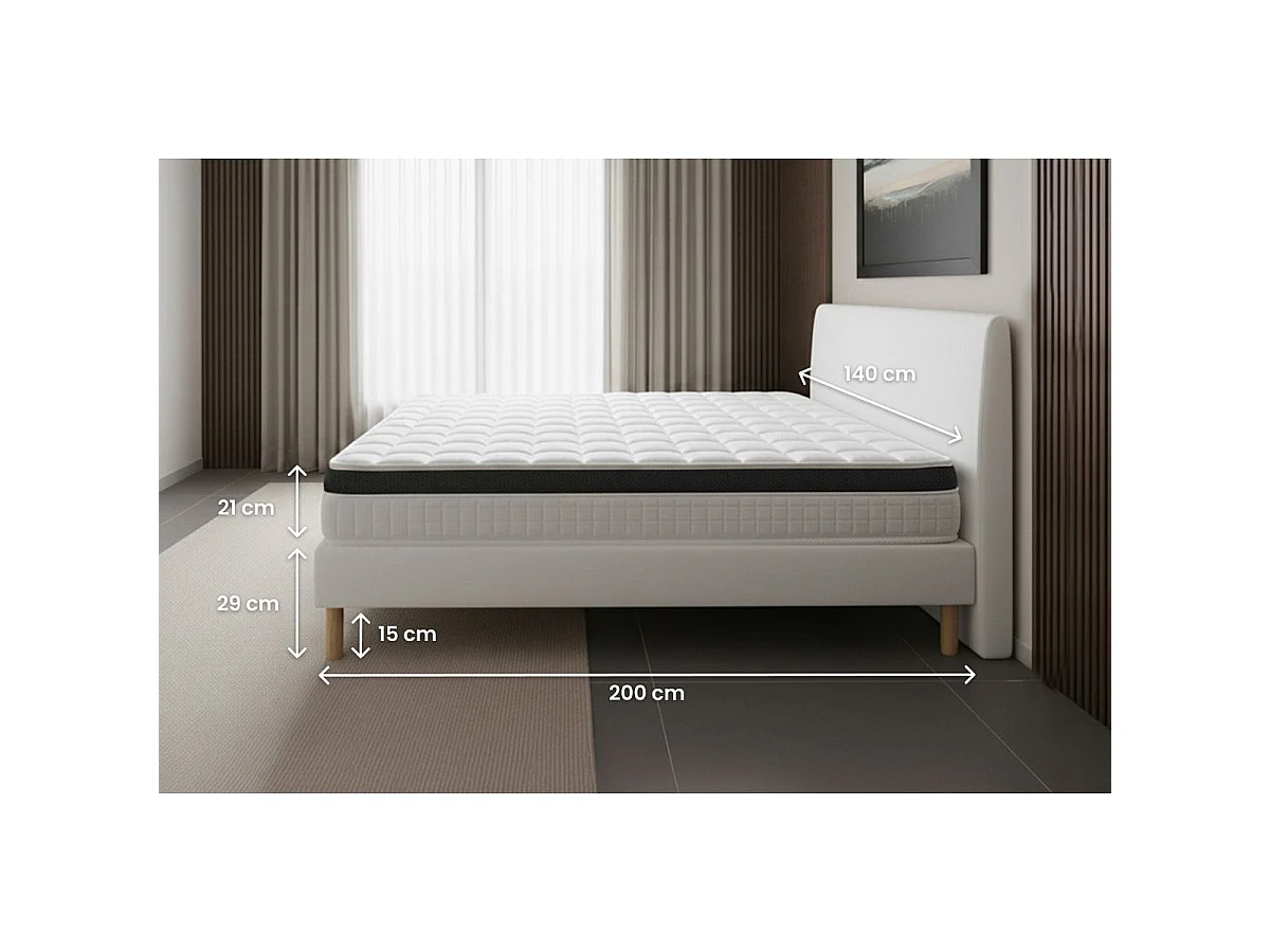 Ensemble Supérieur 140x200 Mémoire de forme 3 zones sommier noir
