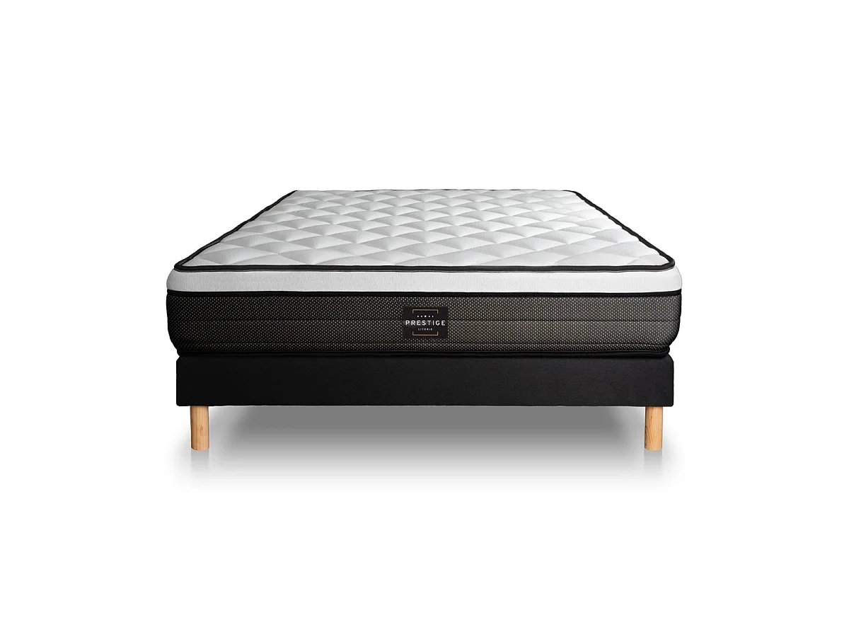 Ensemble Supérieur 140x200 Mémoire de forme 3 zones sommier noir