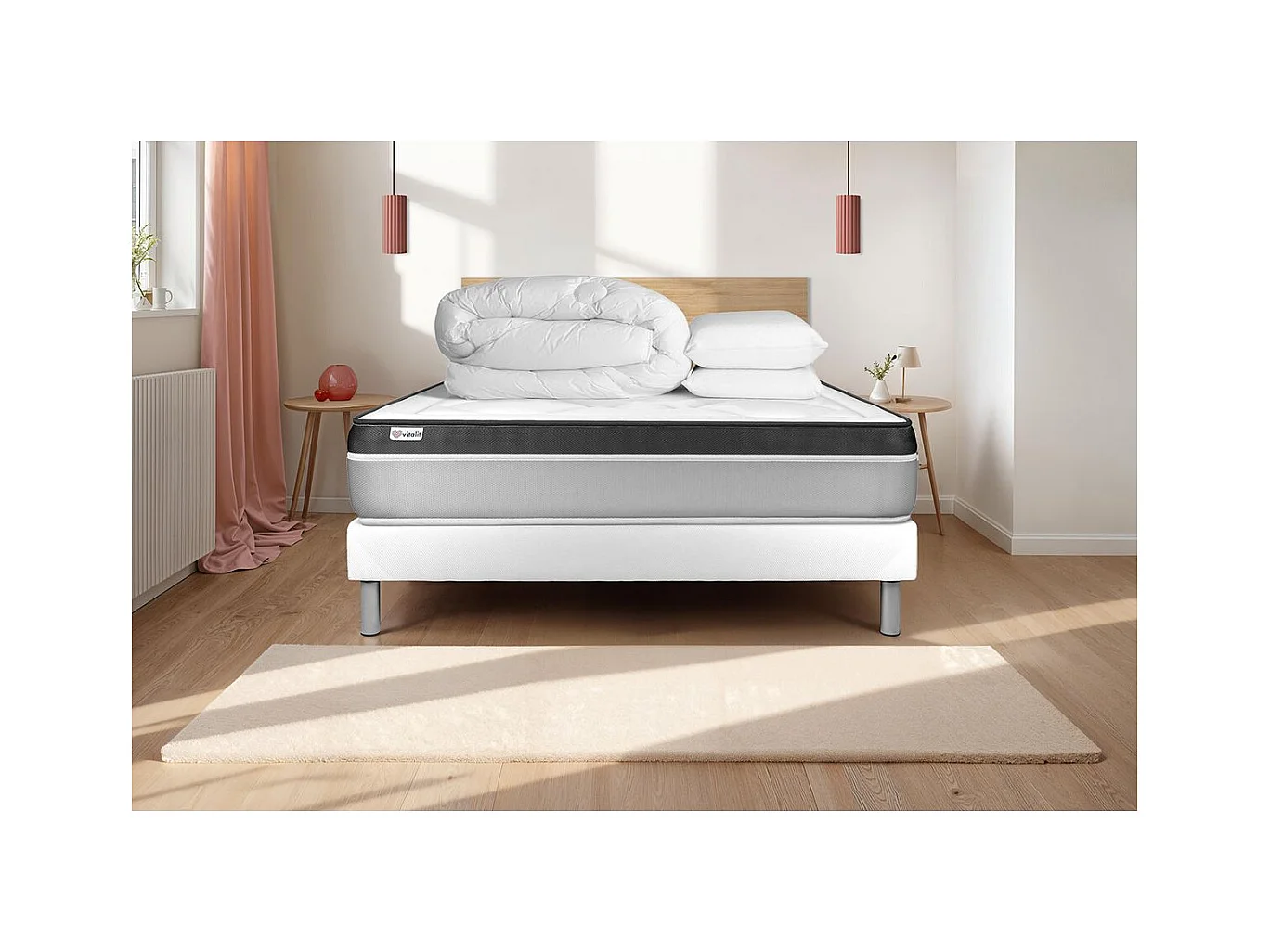 Pack prêt à dormir VITAL ERGO 200 x 200 cm sommier Kit blanc