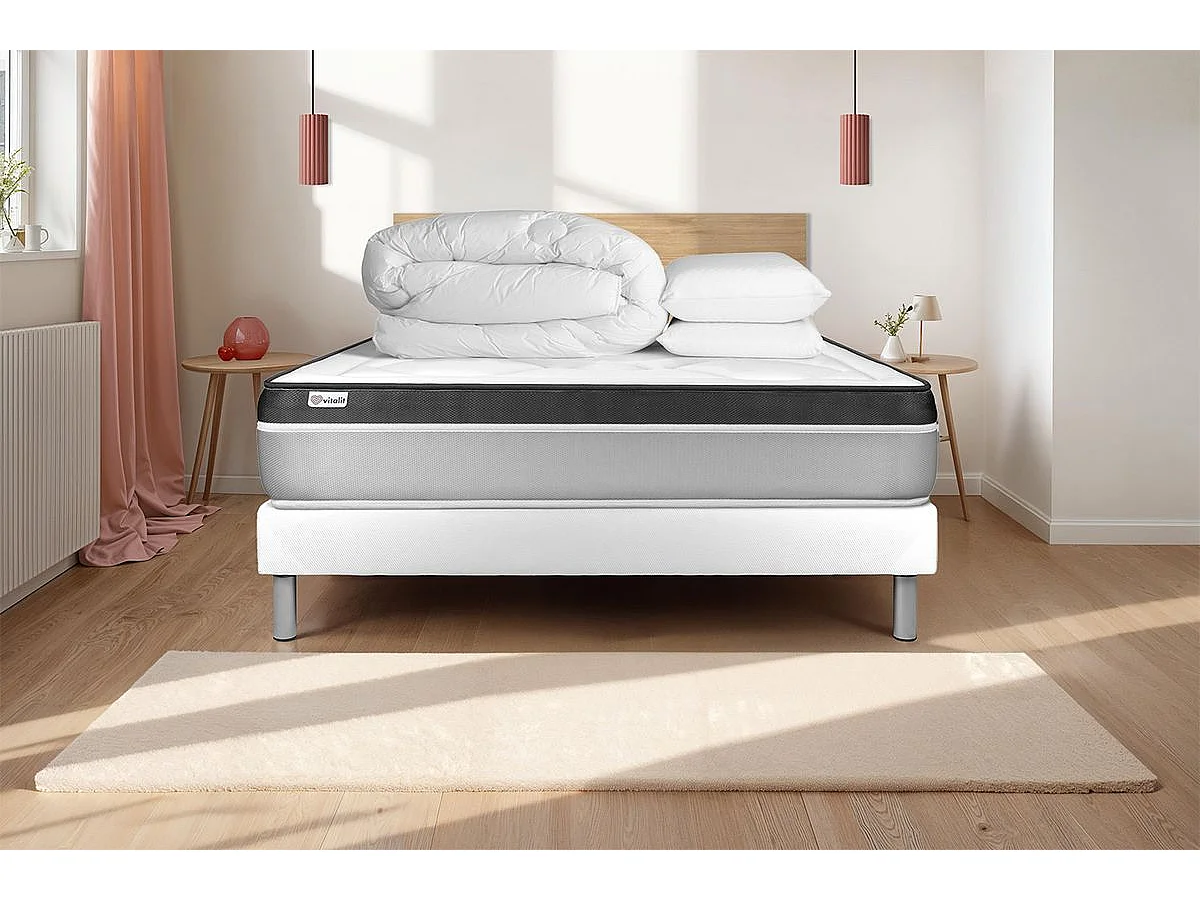 Pack prêt à dormir VITAL ERGO 200 x 200 cm sommier Kit blanc