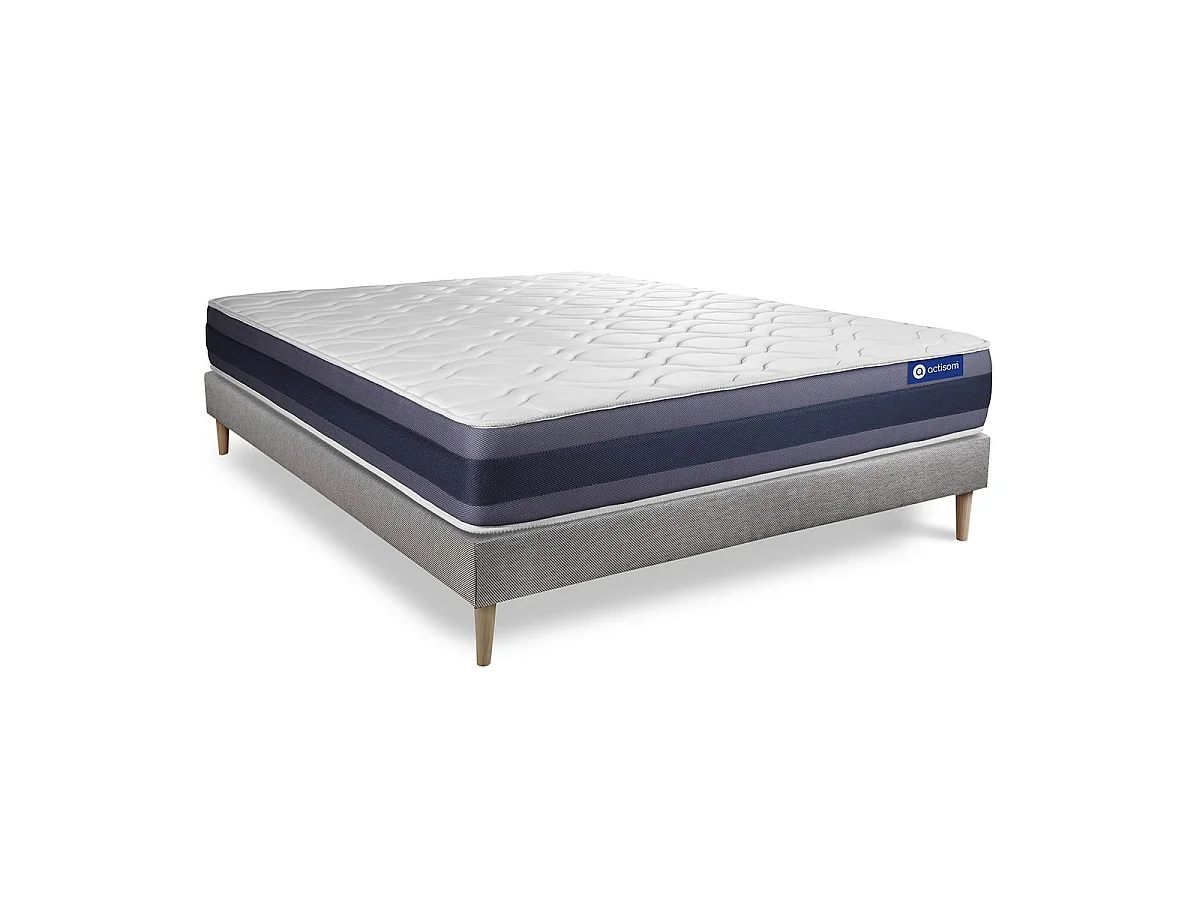 Ensemble matelas Latex+Mémoire de forme ACTILATEX MORPHO 140x200 Maxi épaisseur 5zones de confort + sommier KIT gris