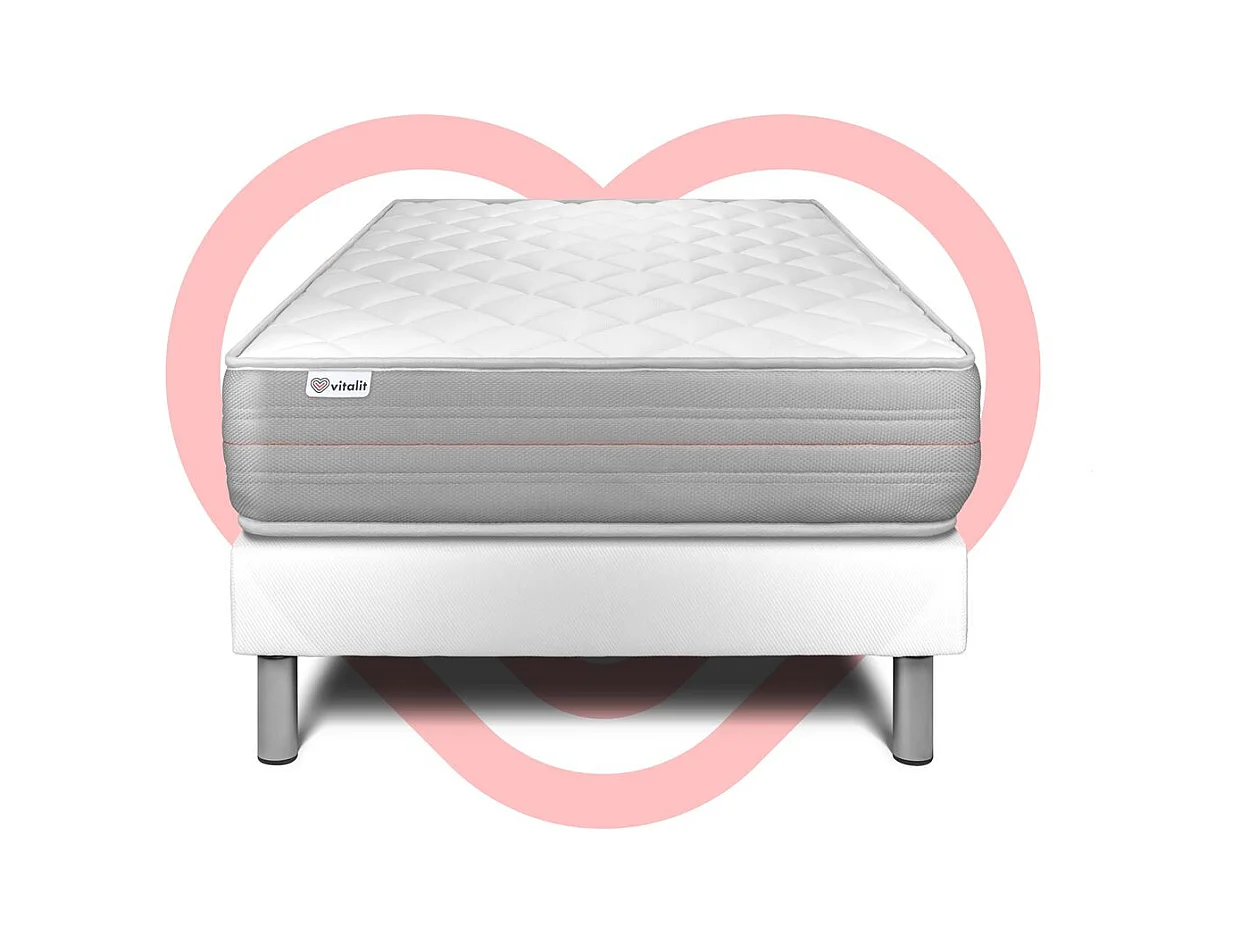 Ensemble VITALMEMO 90x200cm sommier kit blanc