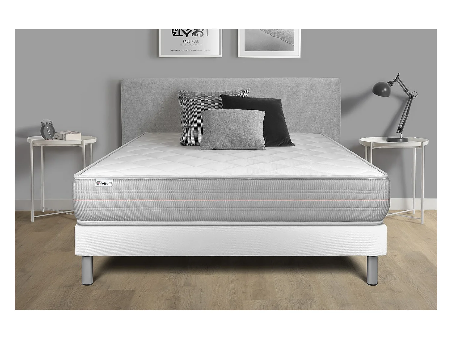 Ensemble VITALMEMO 90x200cm sommier kit blanc