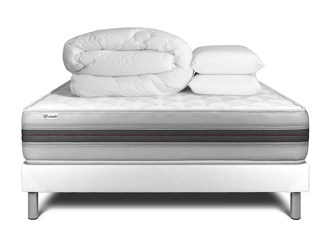 Pack prêt à dormir VITALMEMO BACK 200 x 200 cm sommier Kit blanc
