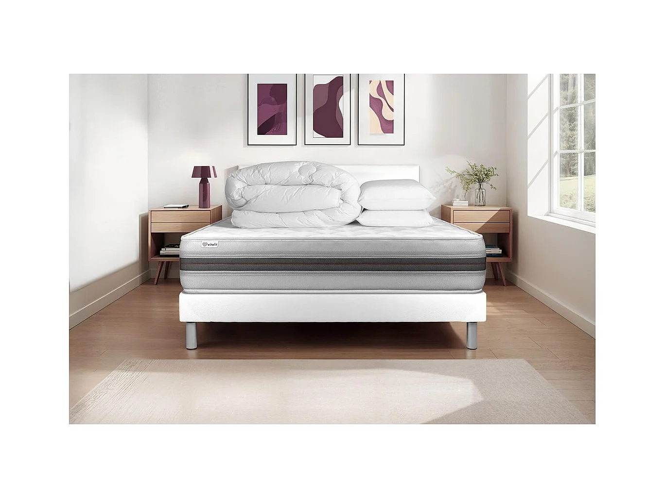 Pack prêt à dormir VITALMEMO BACK 200 x 200 cm sommier Kit blanc