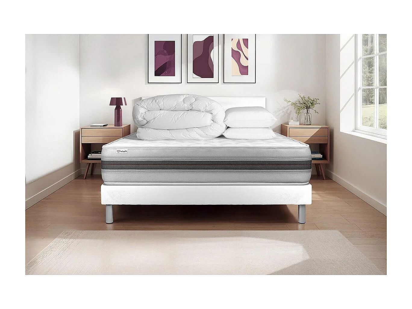 Pack prêt à dormir VITALMEMO BACK 200 x 200 cm sommier Kit blanc