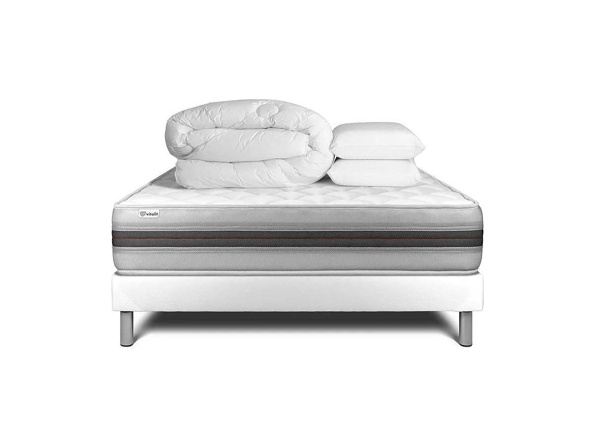 Pack prêt à dormir VITALMEMO BACK 200 x 200 cm sommier Kit blanc