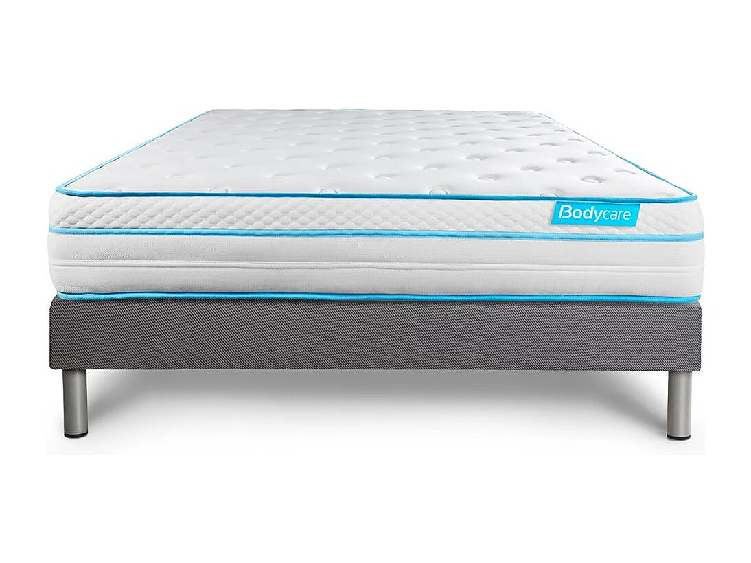 Ensemble 90x190 matelas BodyMax micro ressorts ensachés et mémoire de forme + sommier kit gris