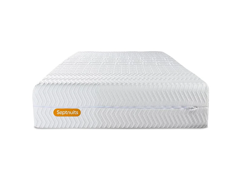 Matelas + sommier gris 90x190 Memo Bio Mousse à mémoire de forme 5 zones de confort Maxi épaisseur Déhoussable