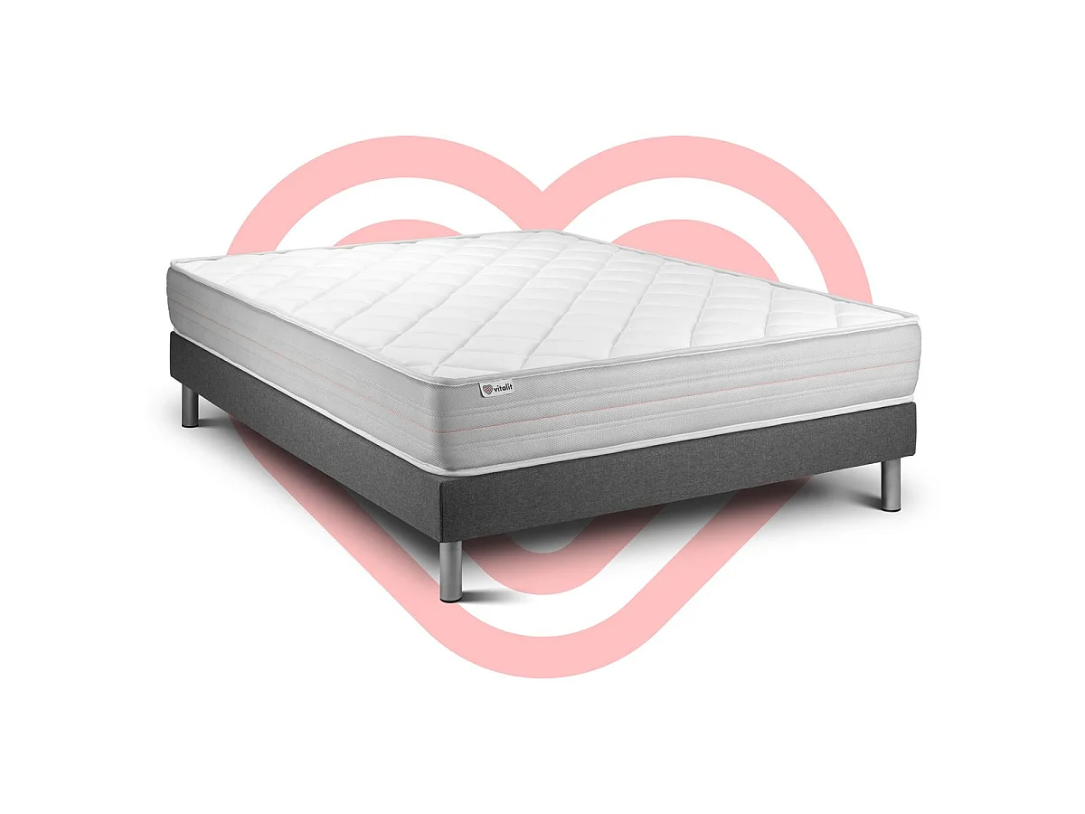 Ensemble VITALMEMO 200x200cm sommier kit gris