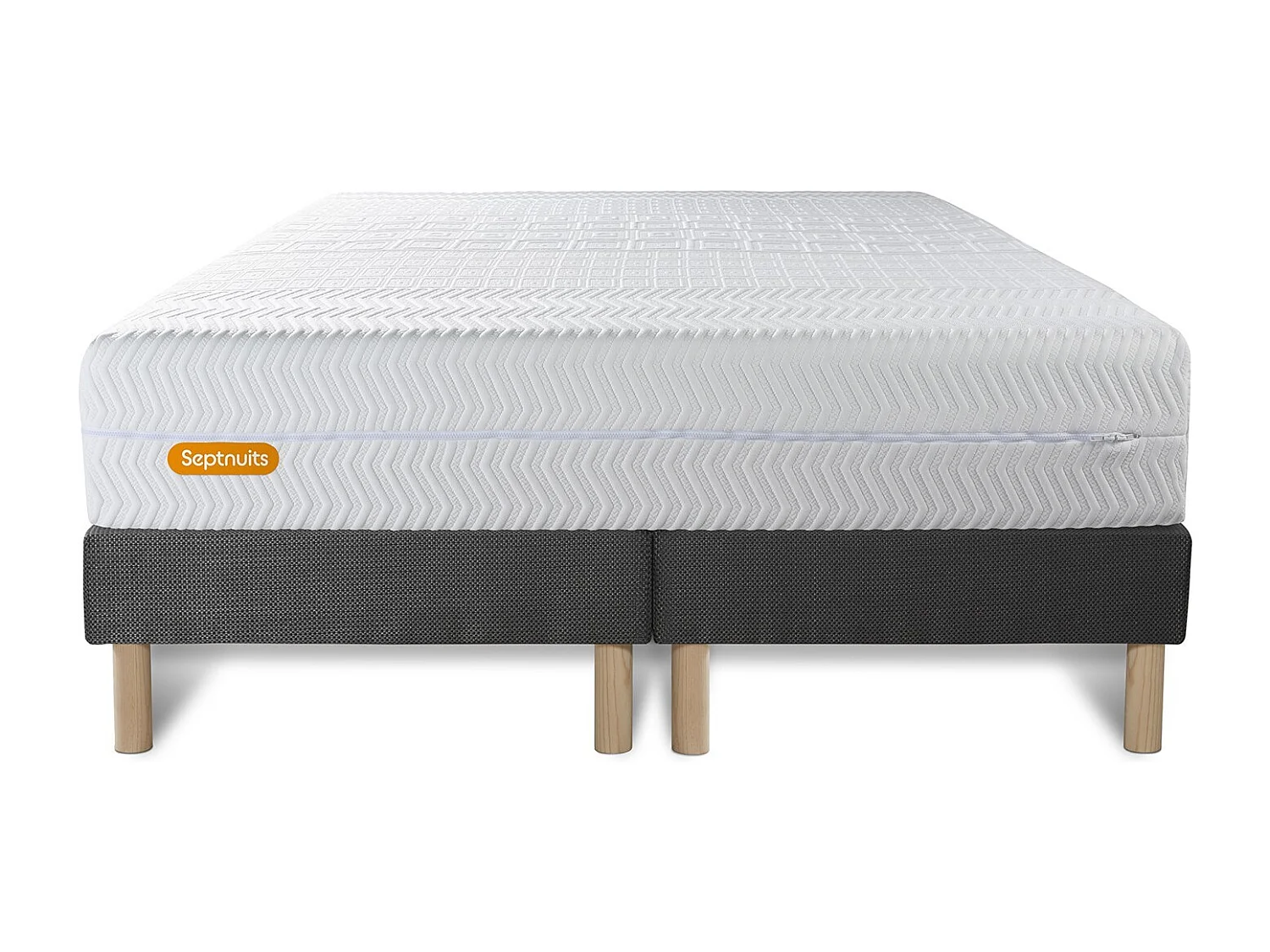 Matelas 160x200 + double sommiers gris 80x200 Memo Bio Mousse à mémoire de forme 5 zones de confort Maxi épaisseur Déhoussable