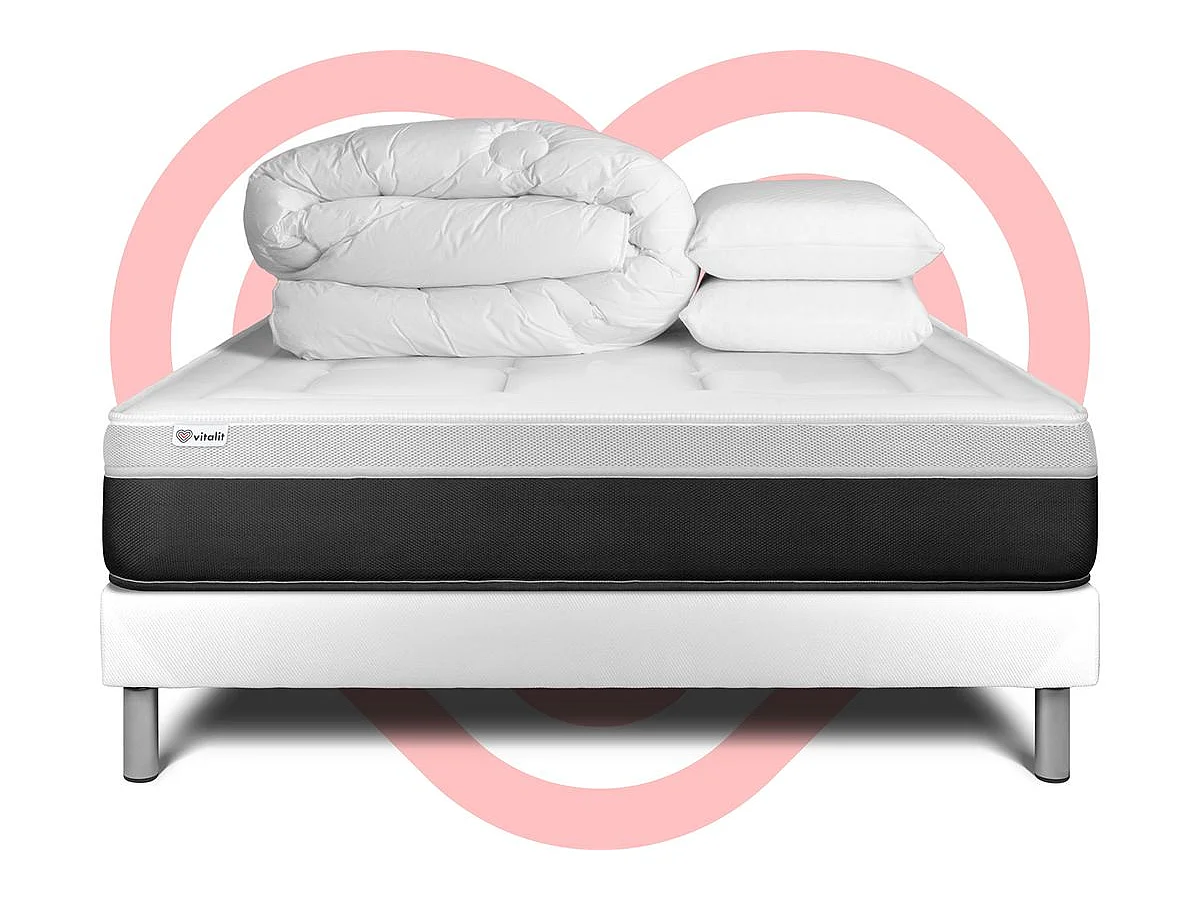 Pack prêt à dormir VITAL FORM 200 x 200 cm sommier Kit blanc