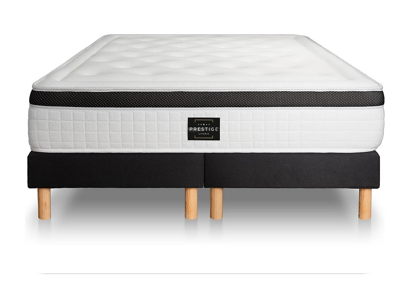 Ensemble Privilège 200x200 Mémoire de forme 5 zones double sommier noir