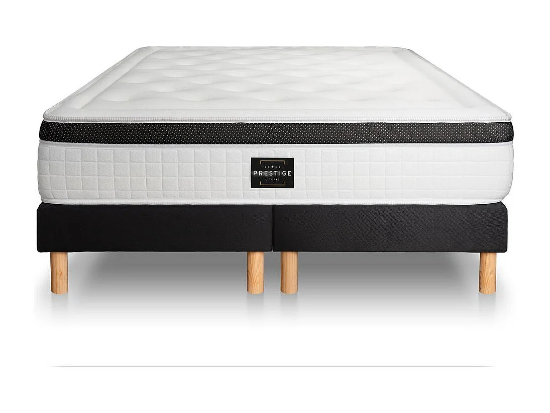 Ensemble Privilège 200x200 Mémoire de forme 5 zones double sommier noir