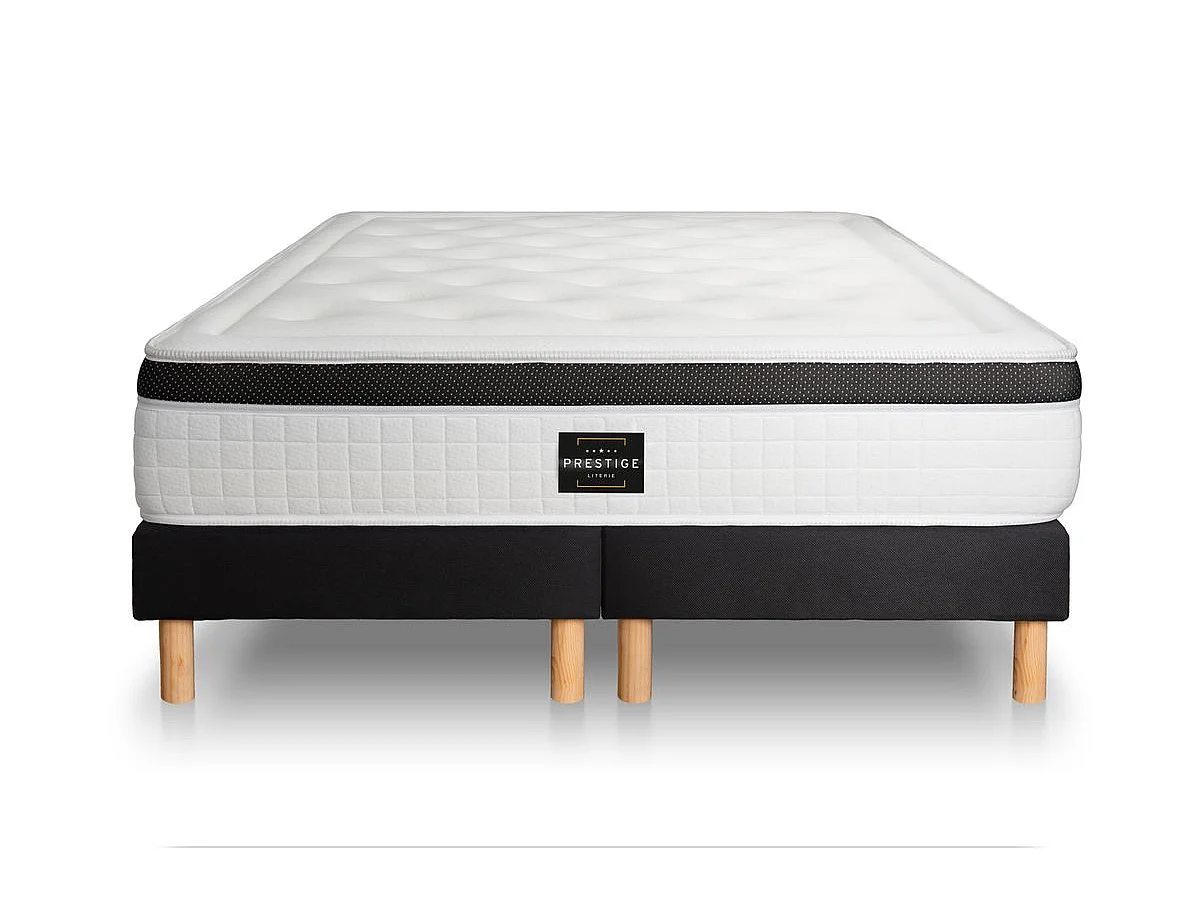 Ensemble Privilège 200x200 Mémoire de forme 5 zones double sommier noir