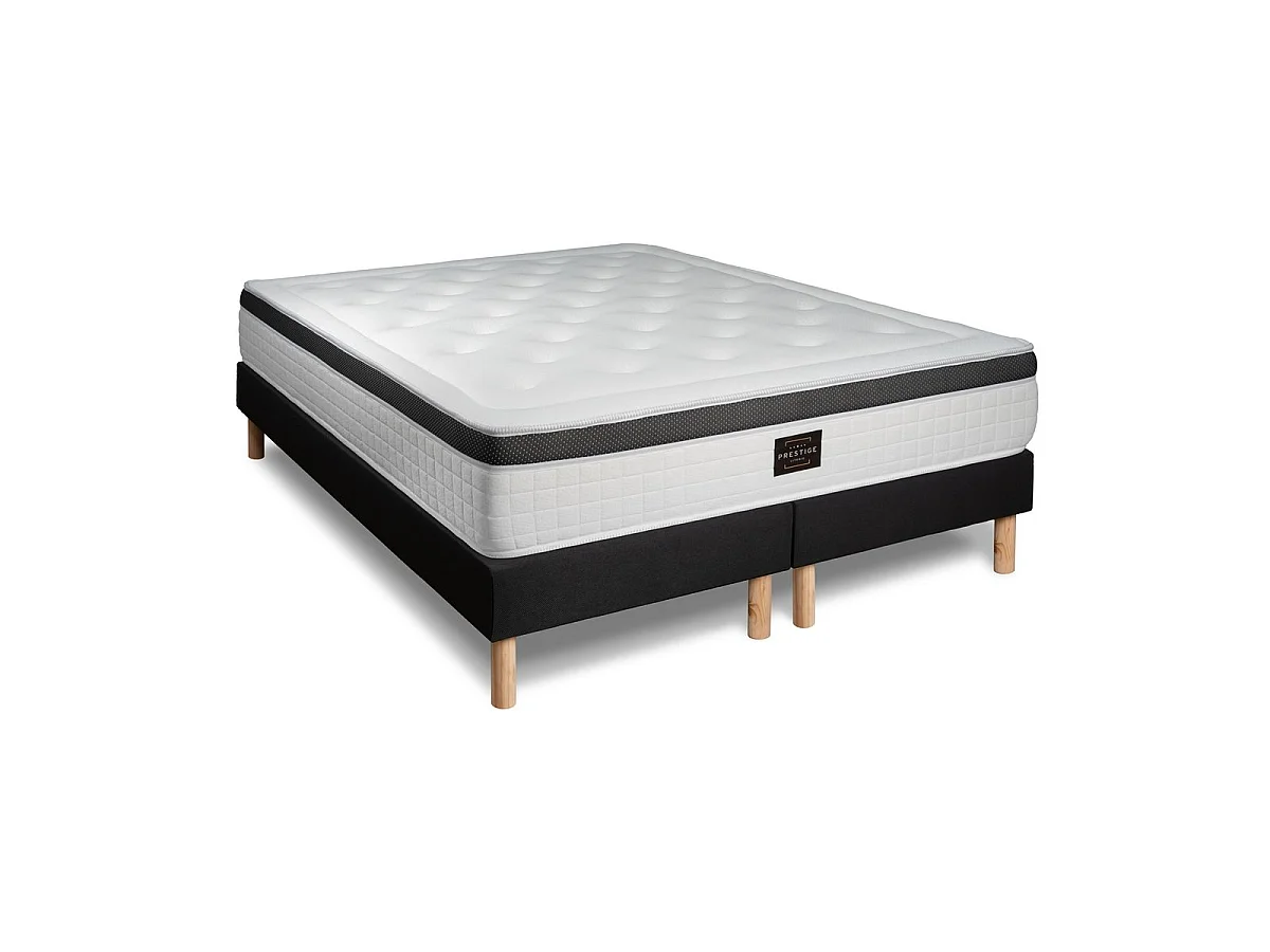 Ensemble Privilège 200x200 Mémoire de forme 5 zones double sommier noir