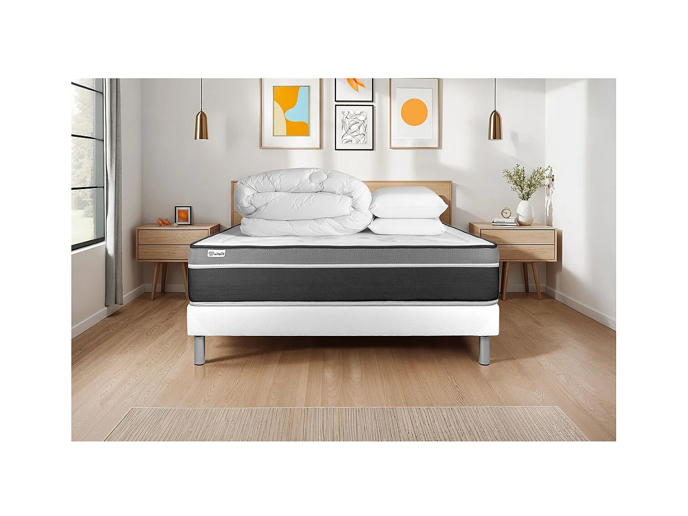 Pack prêt à dormir VITAL CARE 140 x 190 cm sommier Kit blanc