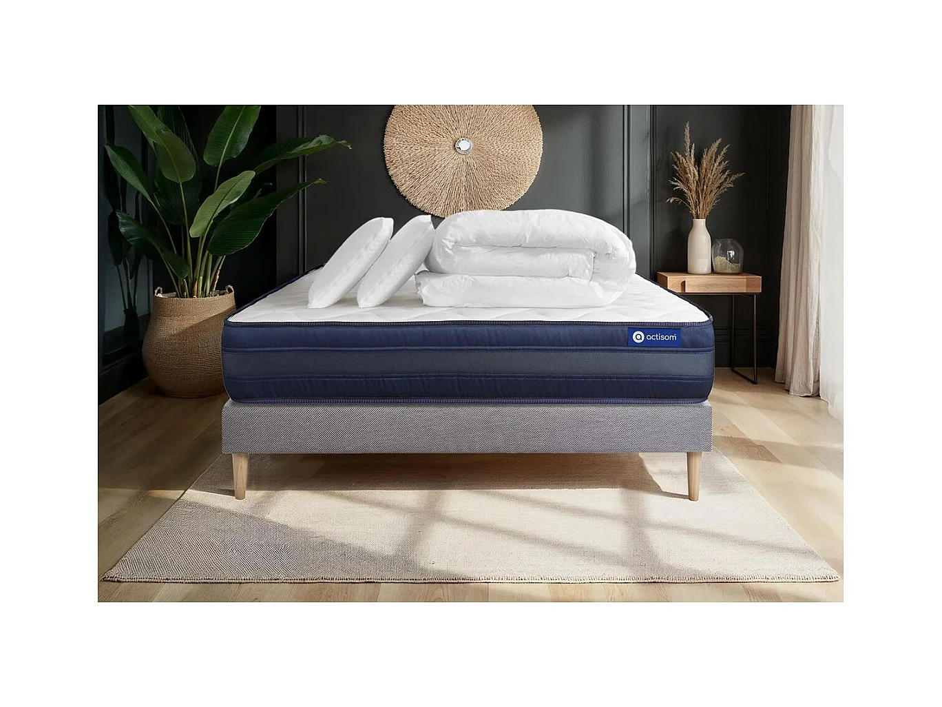 Compleet bedpakket - Matras 160x200 cm + Lattenbodem (kit) + 2 kussens + Dekbed - Actiflex Tech
