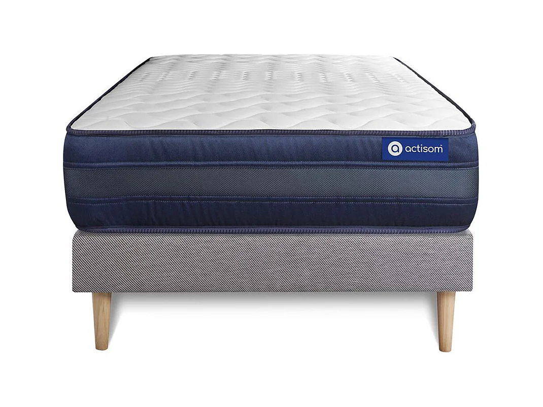 Ensemble matelas ACTILATEX TECH 90x200 Mémoire de forme Maxi épaisseur 5zones de confort + sommier KIT gris