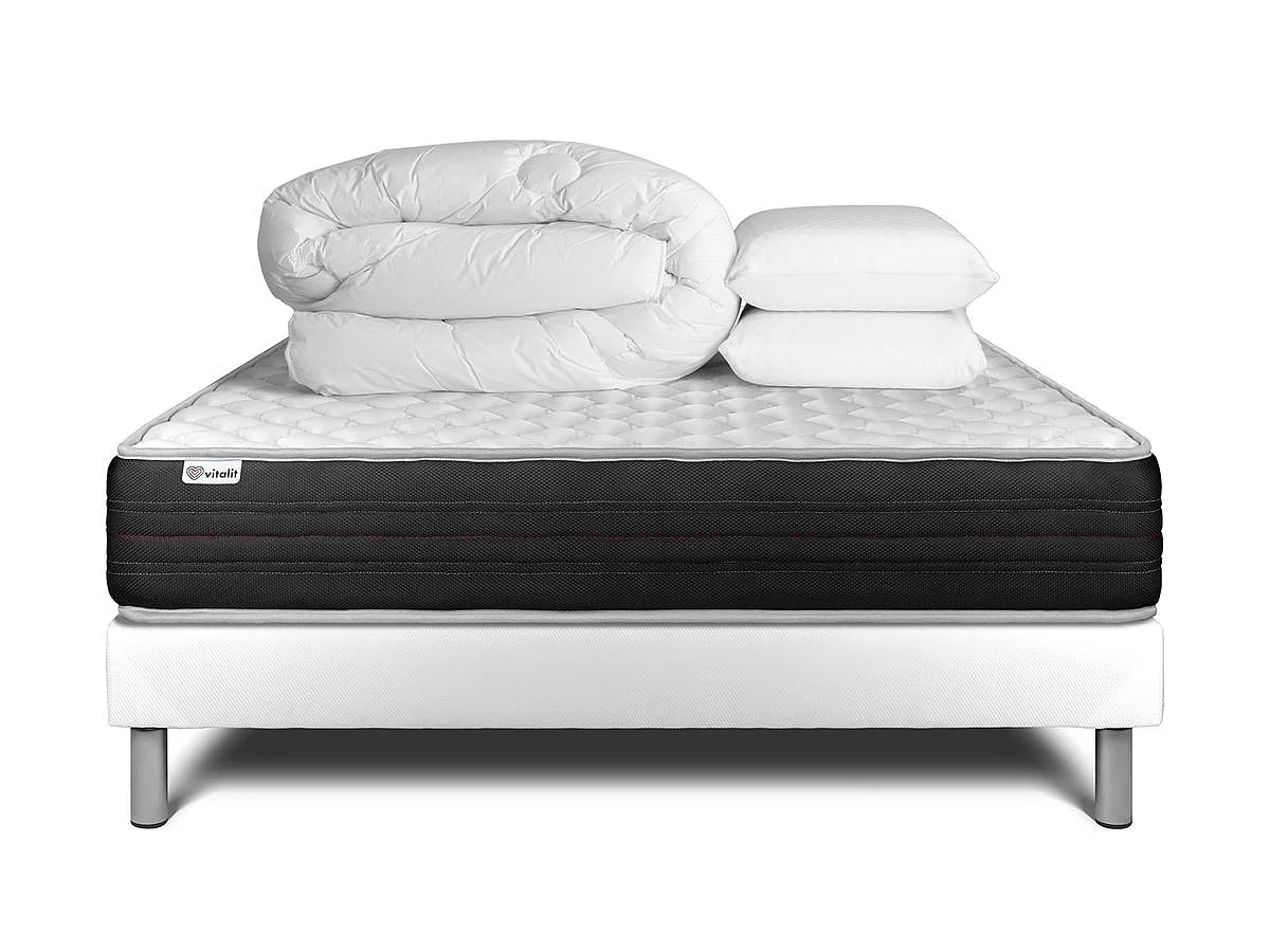 Pack prêt à dormir VITALMEMO ONE 160 x 200 cm sommier Kit blanc