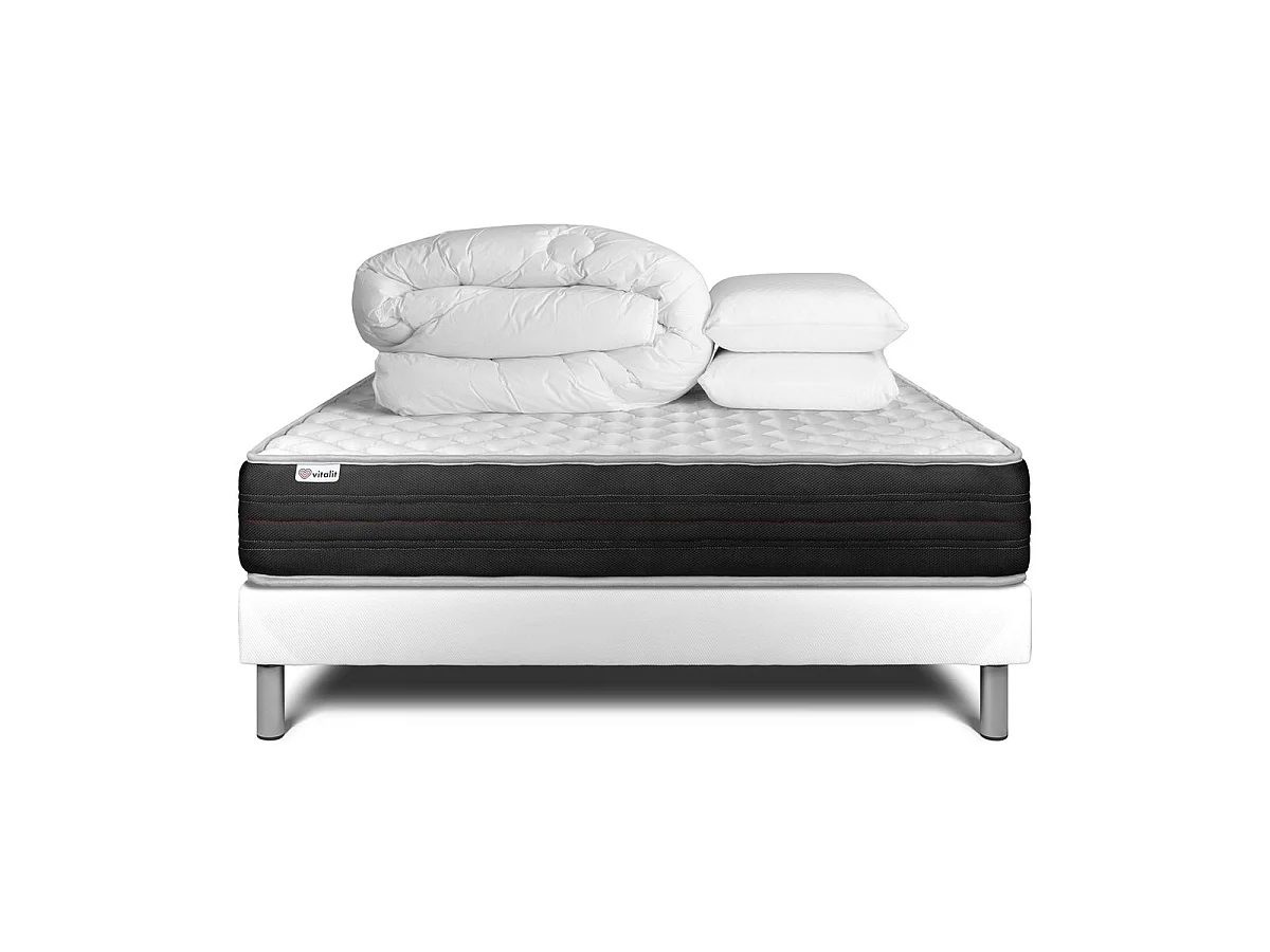 Pack prêt à dormir VITALMEMO ONE 160 x 200 cm sommier Kit blanc