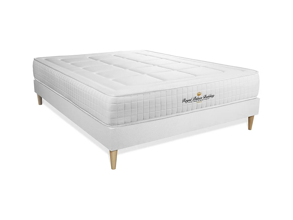 Ensemble matelas à mémoire de forme maxi épaisseur Balmoral 200x200 sommier KIT blanc
