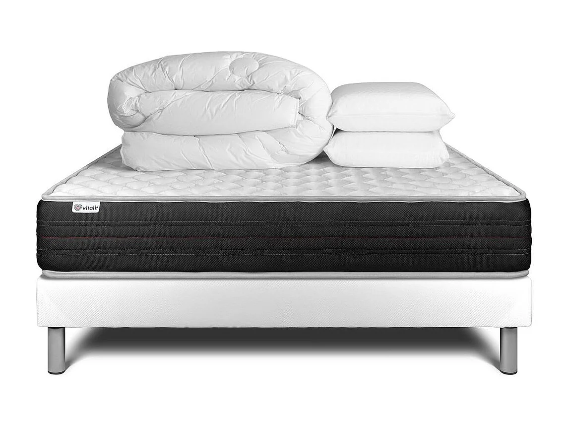 Compleet bedpakket - Matras 140x200 cm + Lattenbodem (kit) + 2 kussens + Dekbed - Vitalmemo One