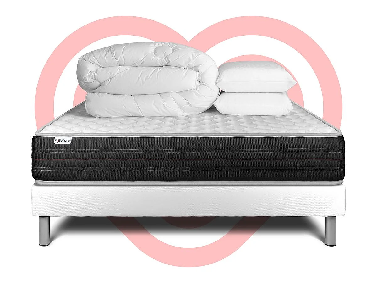 Pack prêt à dormir VITALMEMO ONE 140 x 200 cm sommier Kit blanc
