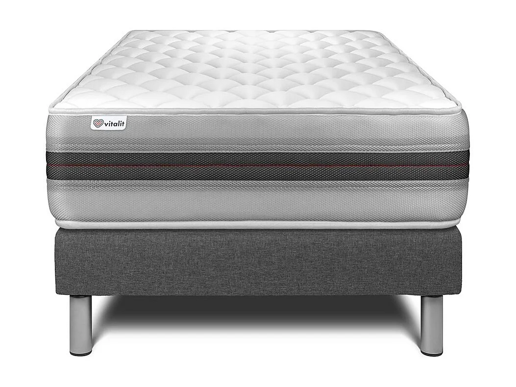 Ensemble VITALMEMO BACK 90x190cm sommier kit gris