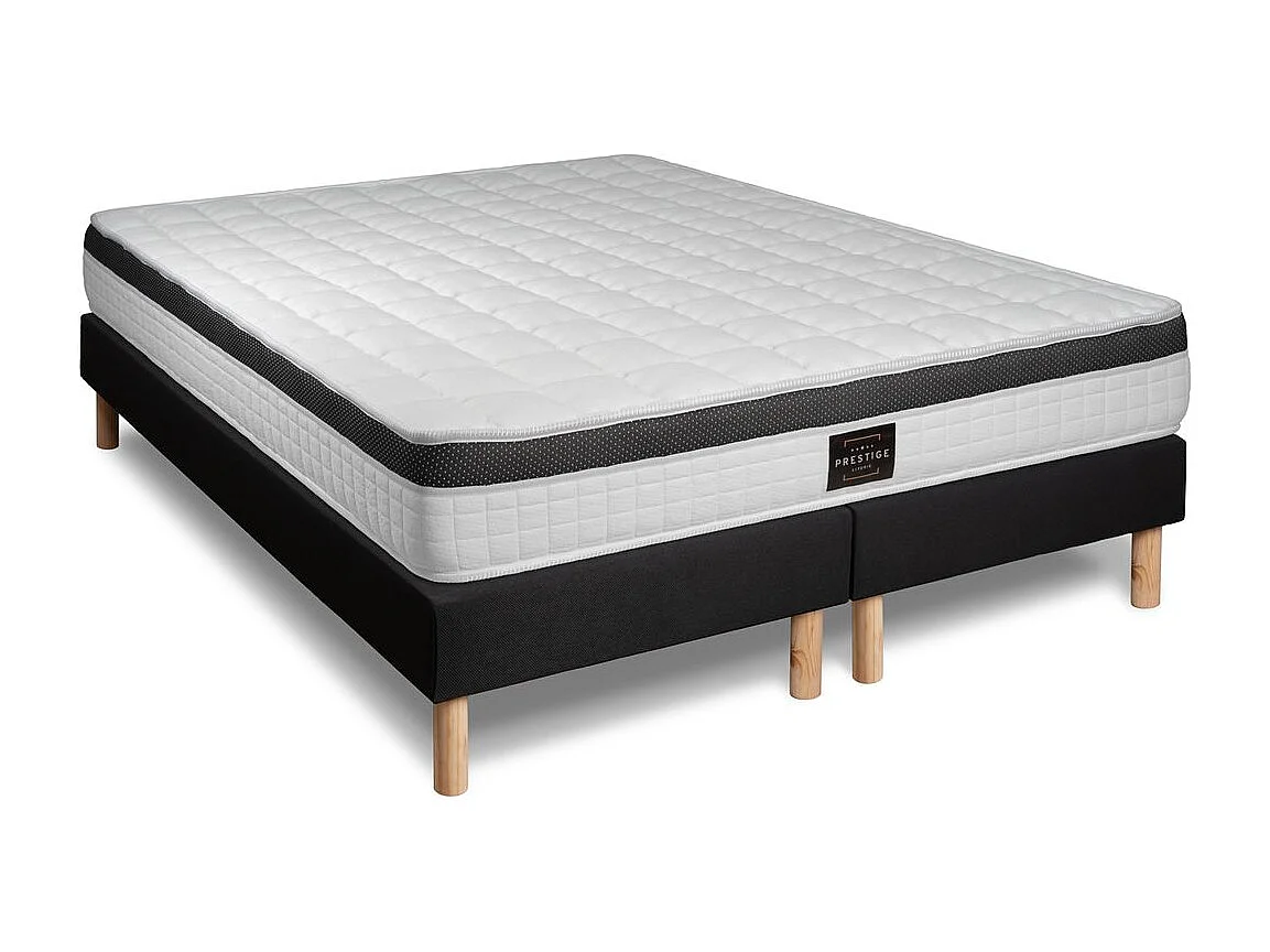 Ensemble Supérieur 160x200 Mémoire de forme 3 zones double sommier noir