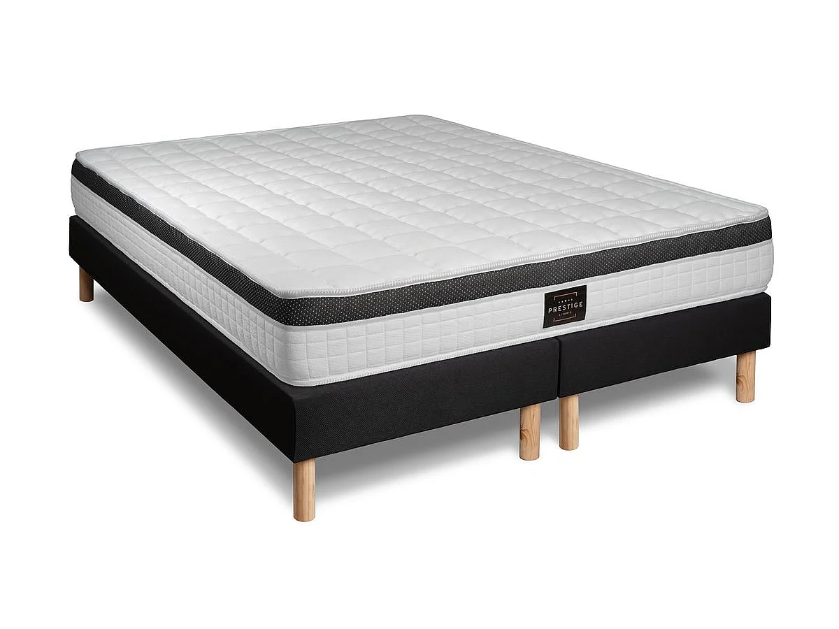 Ensemble Supérieur 160x200 Mémoire de forme 3 zones double sommier noir