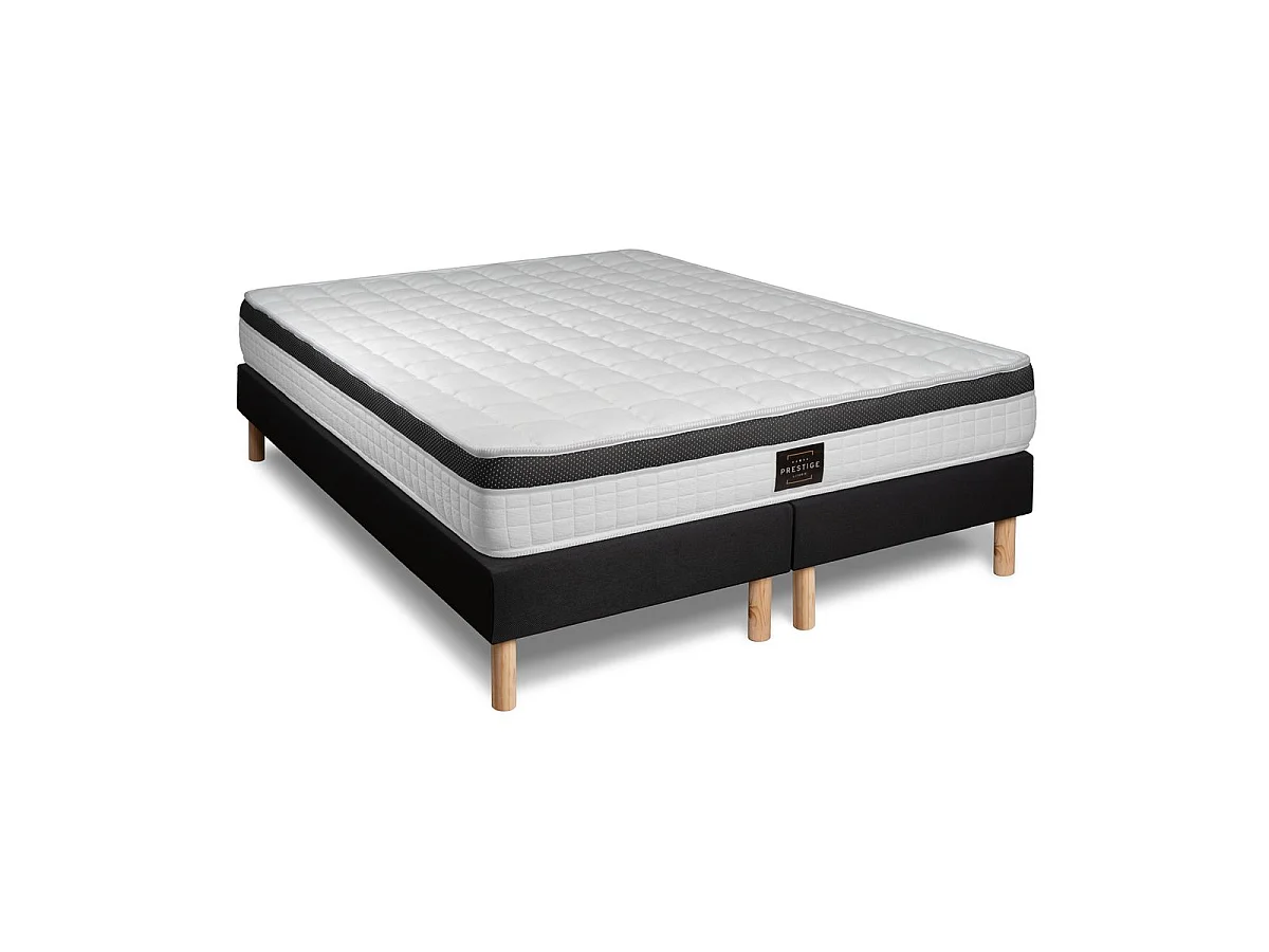 Ensemble Supérieur 160x200 Mémoire de forme 3 zones double sommier noir