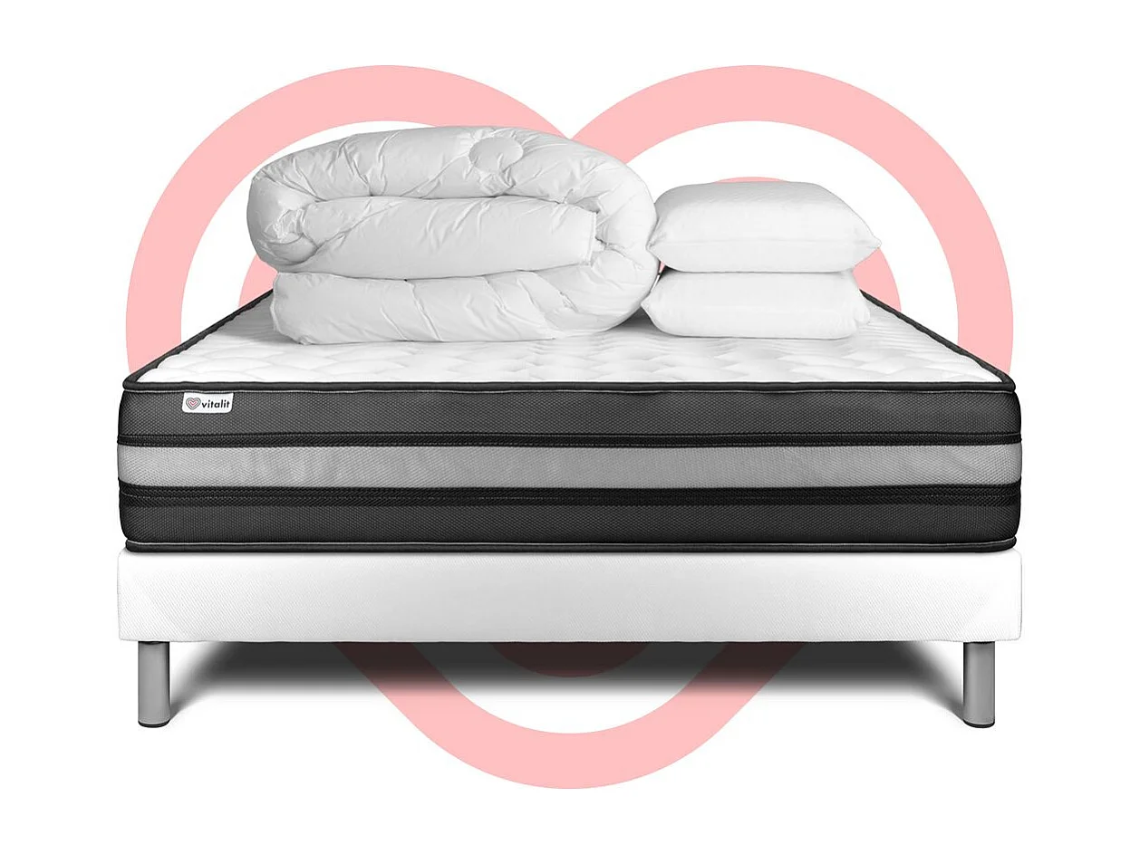 Pack prêt à dormir VITALPOWER ZEN 180 x 200 cm sommier Kit blanc