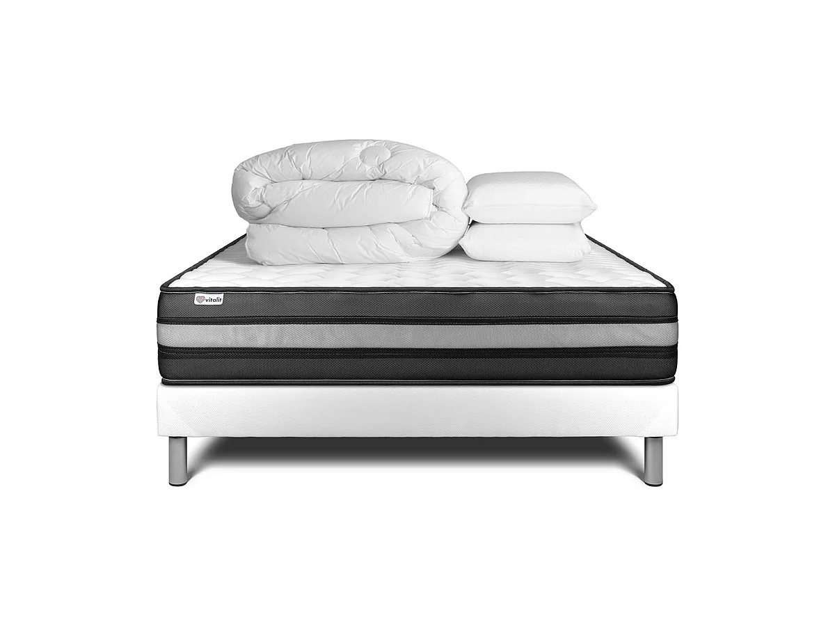 Pack prêt à dormir VITALPOWER ZEN 180 x 200 cm sommier Kit blanc