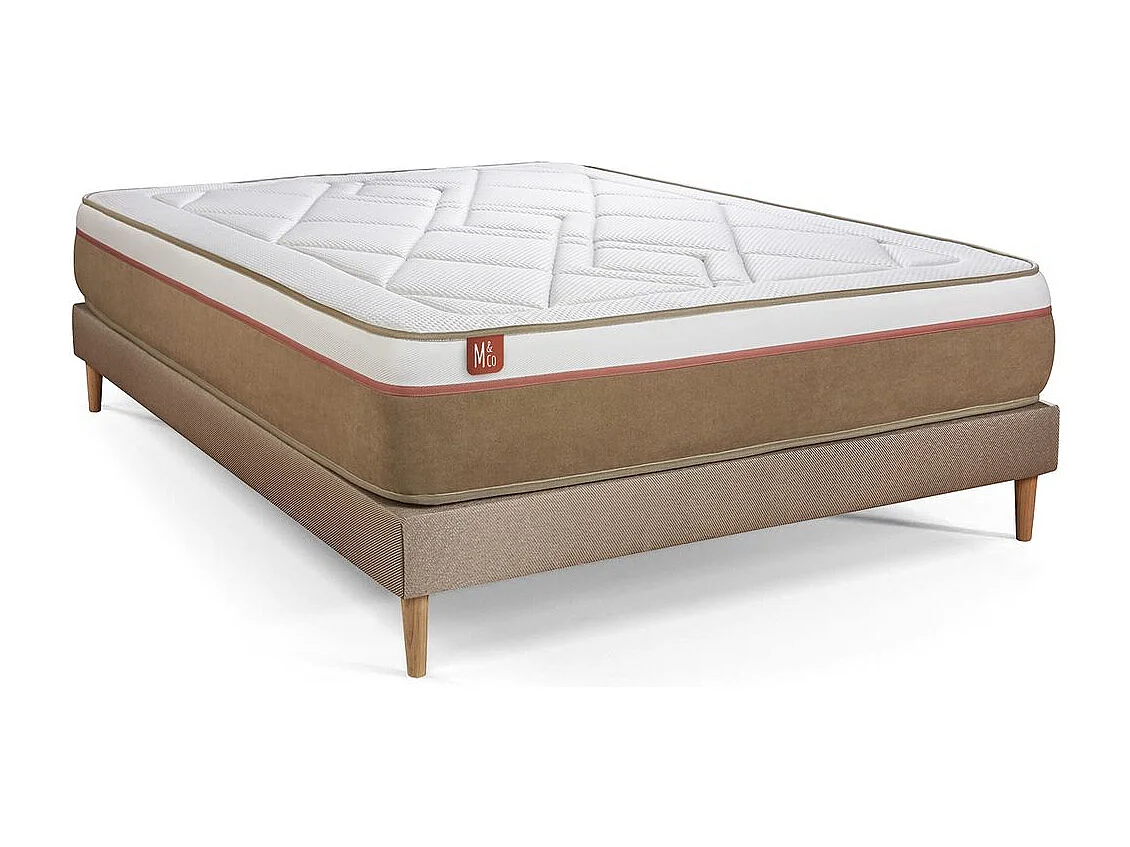 Ensemble LE SOYEUX 140x200cm Ressorts ensachés + Mémoire de forme BioVisco - Ep. 24cm + sommier Beige