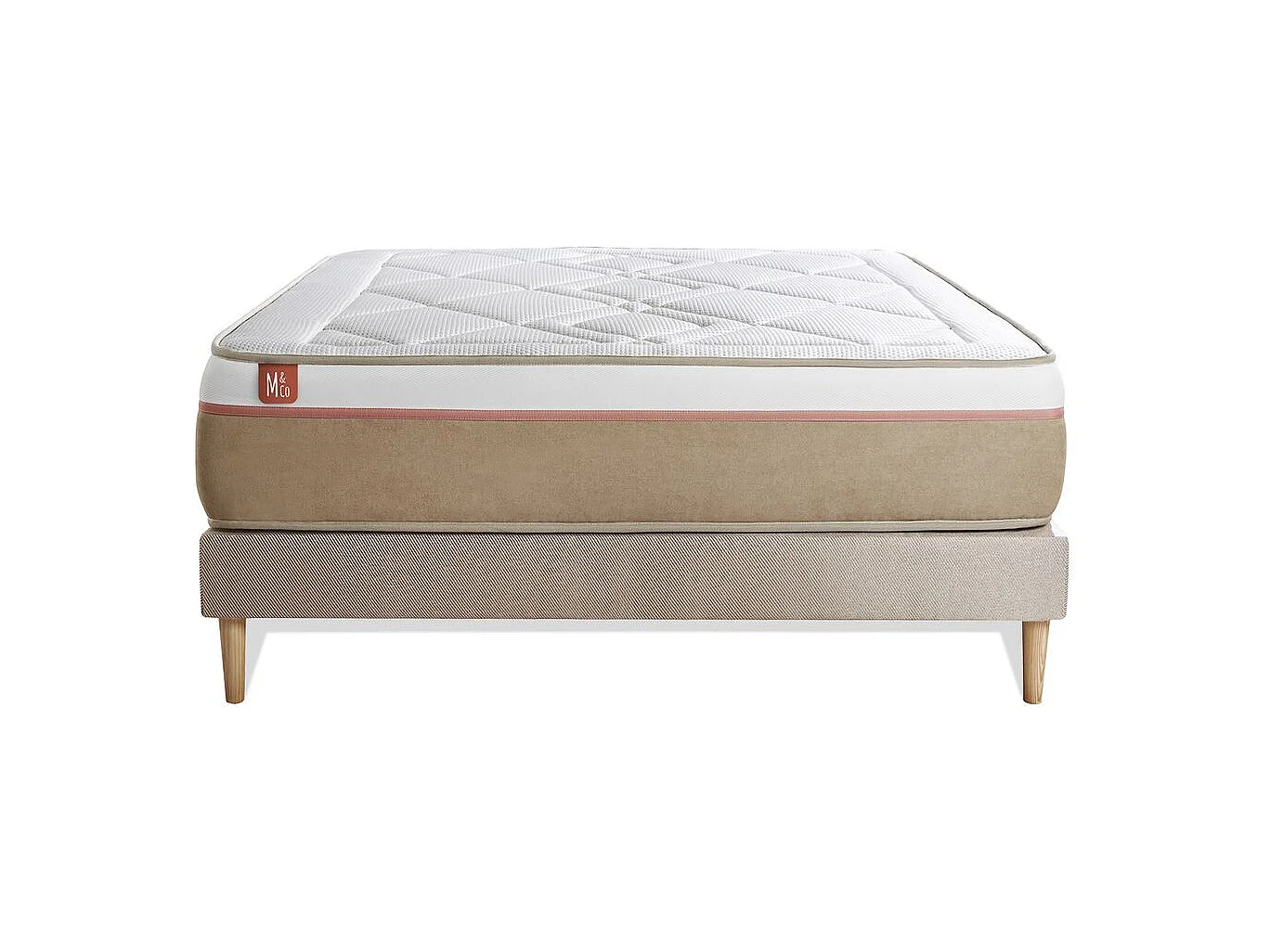 Ensemble LE SOYEUX 140x200cm Ressorts ensachés + Mémoire de forme BioVisco - Ep. 24cm + sommier Beige