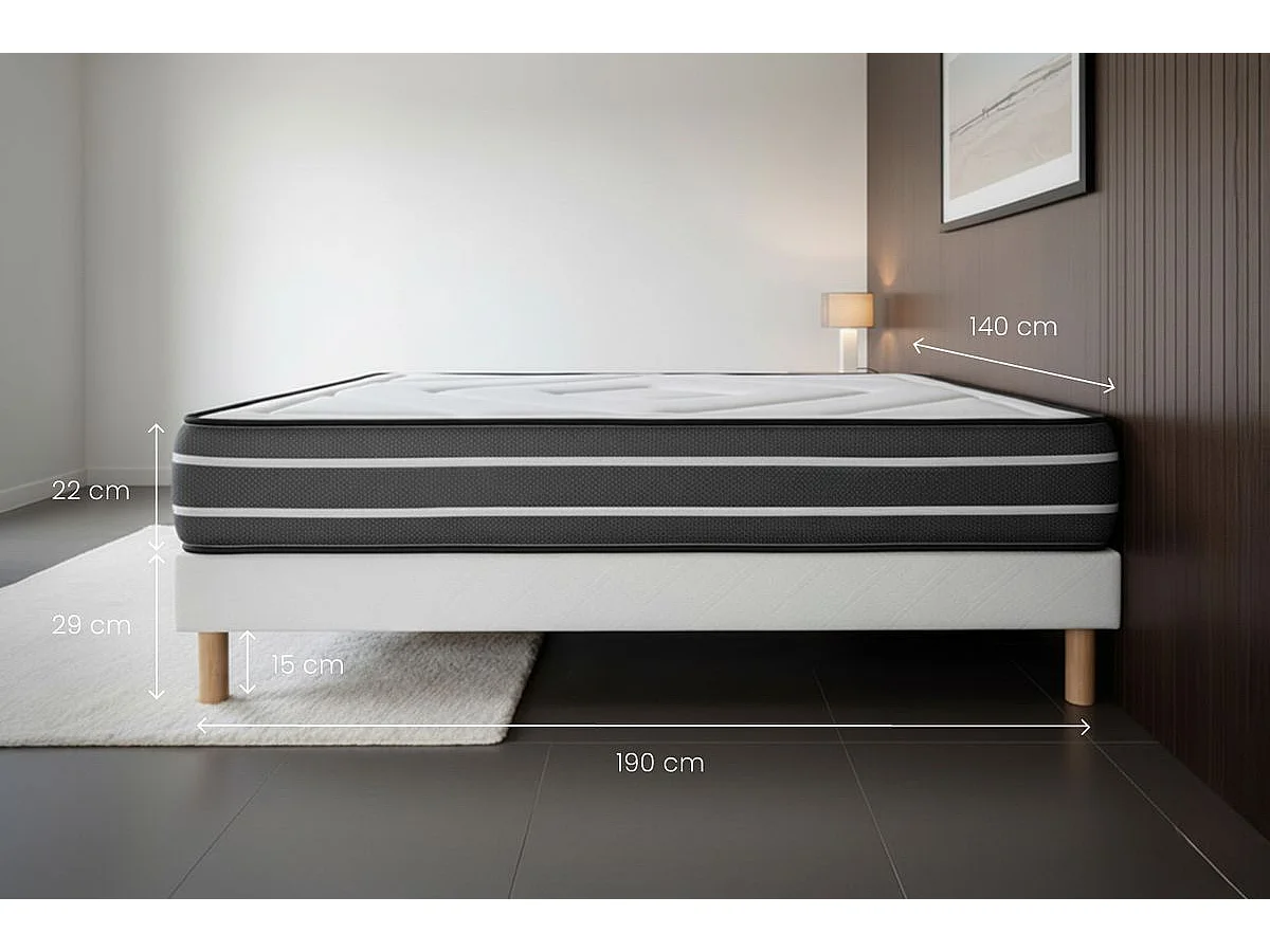 Ensemble Exclusive 140 x 190 cm sommier noir