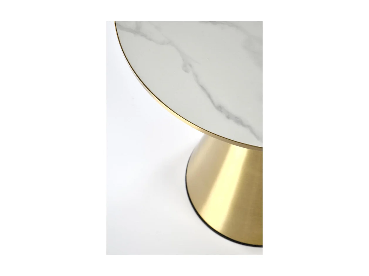 Stolik kawowy TRIBECA 50x50 biały marmur/złoty