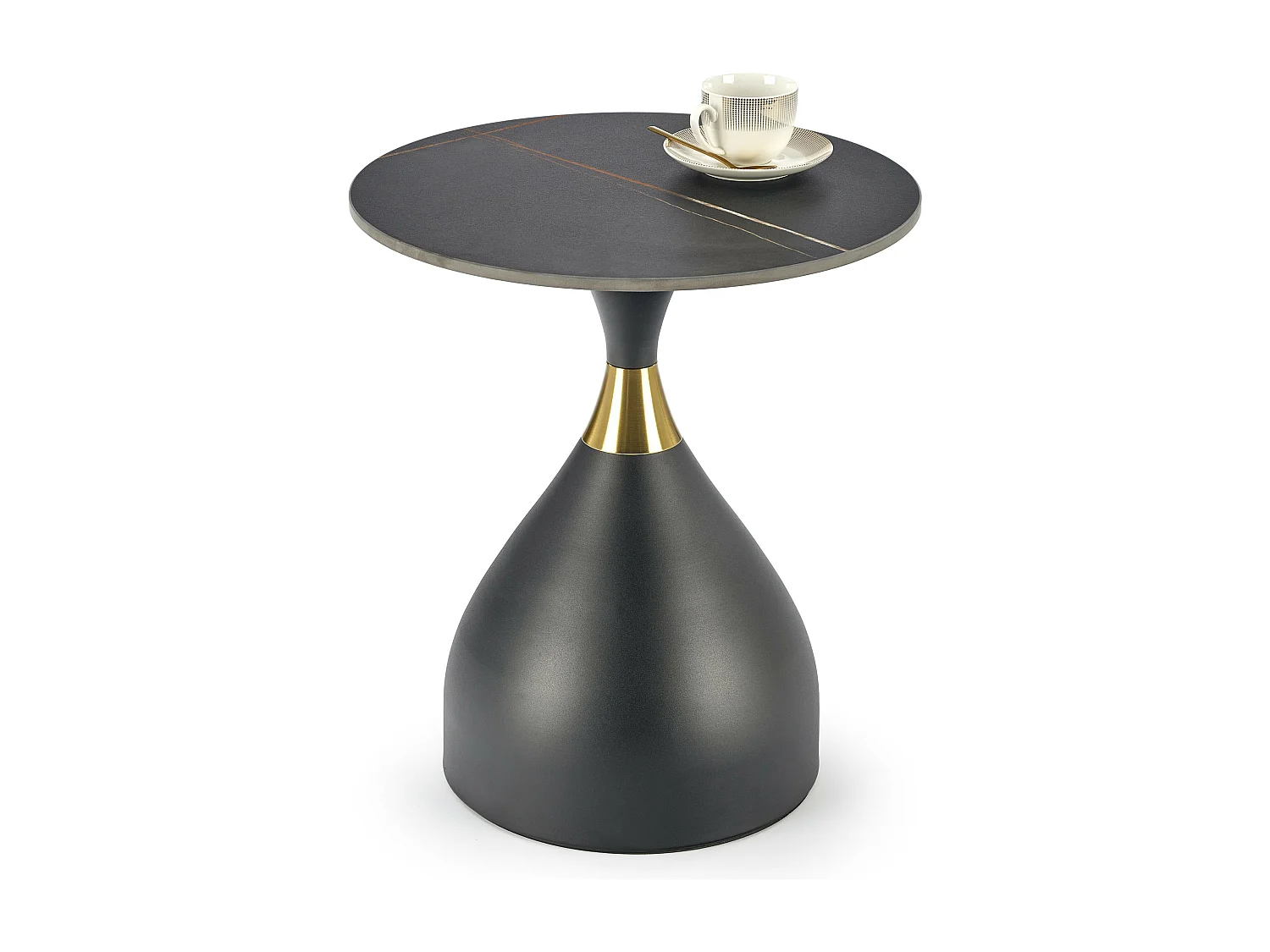 Table basse design en céramique avec plateau aspect marbre noir Eternal