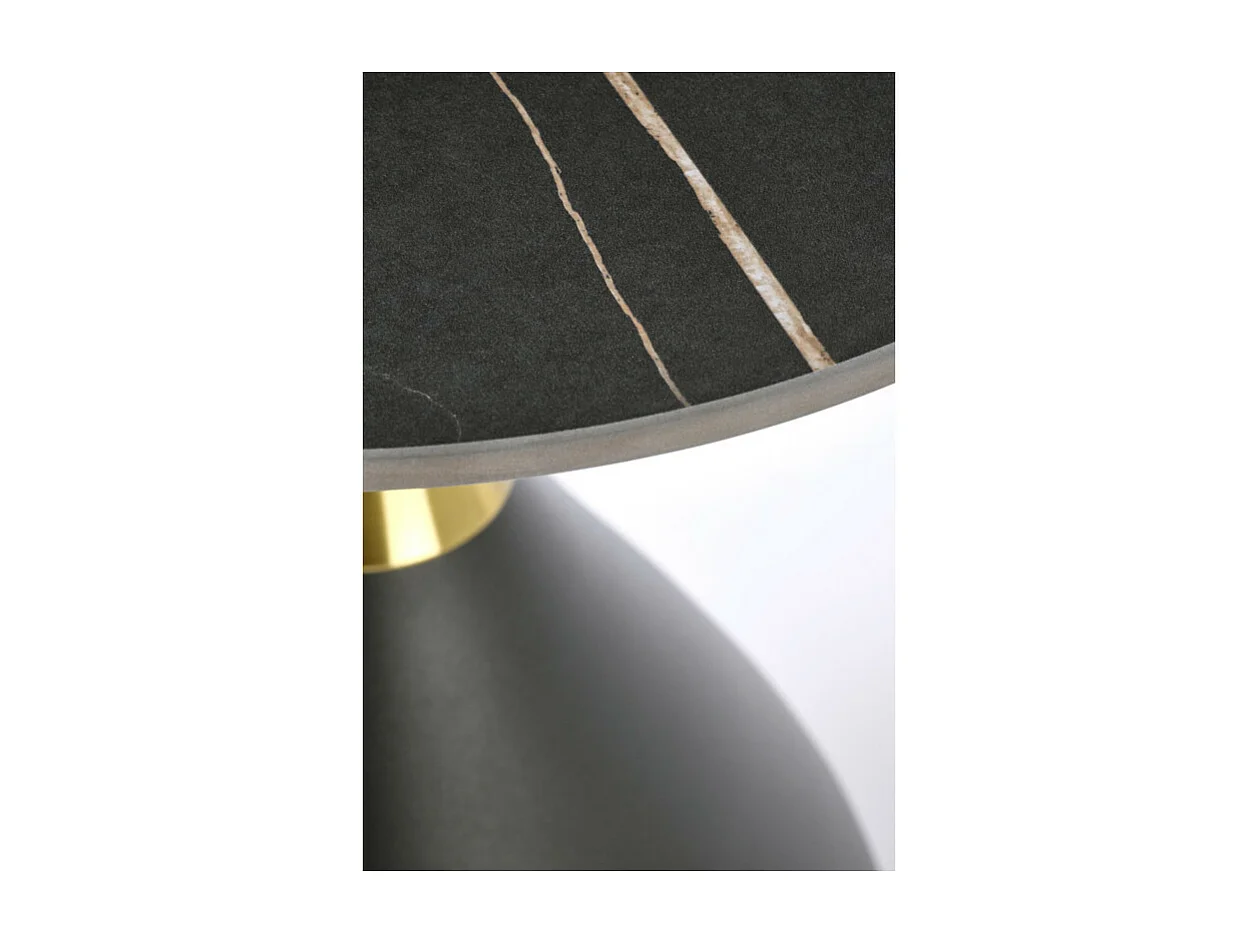 Table basse design en céramique avec plateau aspect marbre noir Eternal