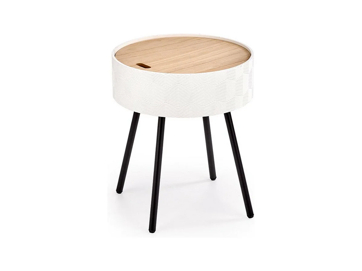 Tavolino rotondo bianco con contenitore e gambe in metallo nero Canopée