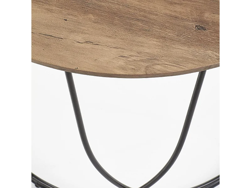 Table basse ronde avec plateau rond diamètre 60 cm et structure design en acier noir Bocage