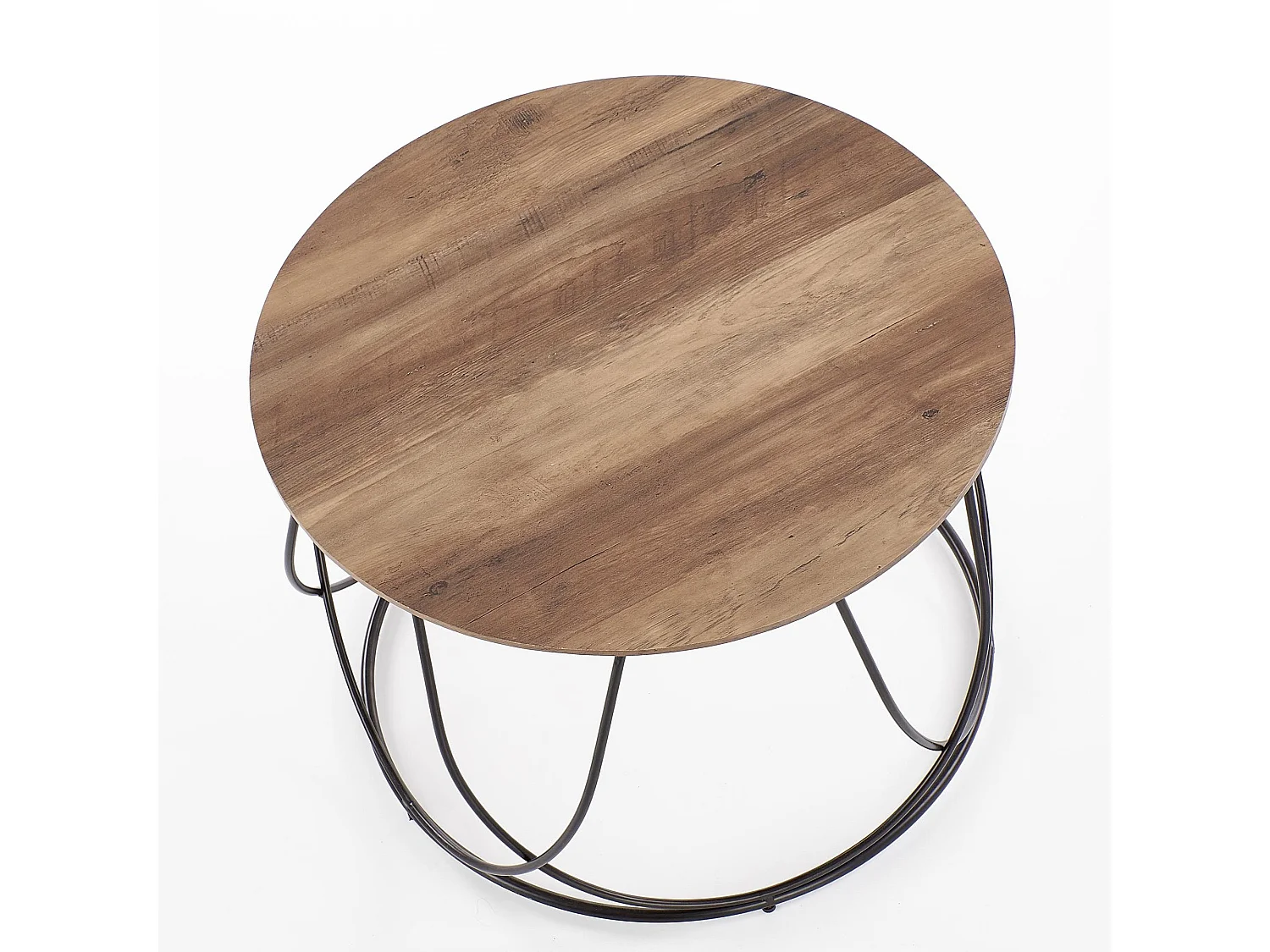 Tavolino rotondo con piano rotondo di 60 cm di diametro e struttura di design in acciaio nero Bocage