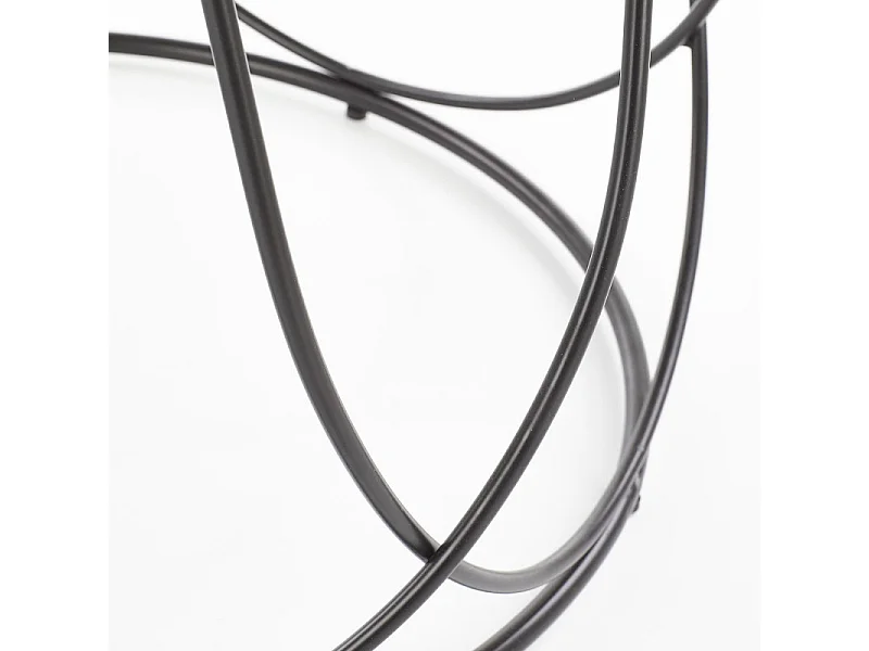 Tavolino rotondo con piano rotondo di 60 cm di diametro e struttura di design in acciaio nero Bocage