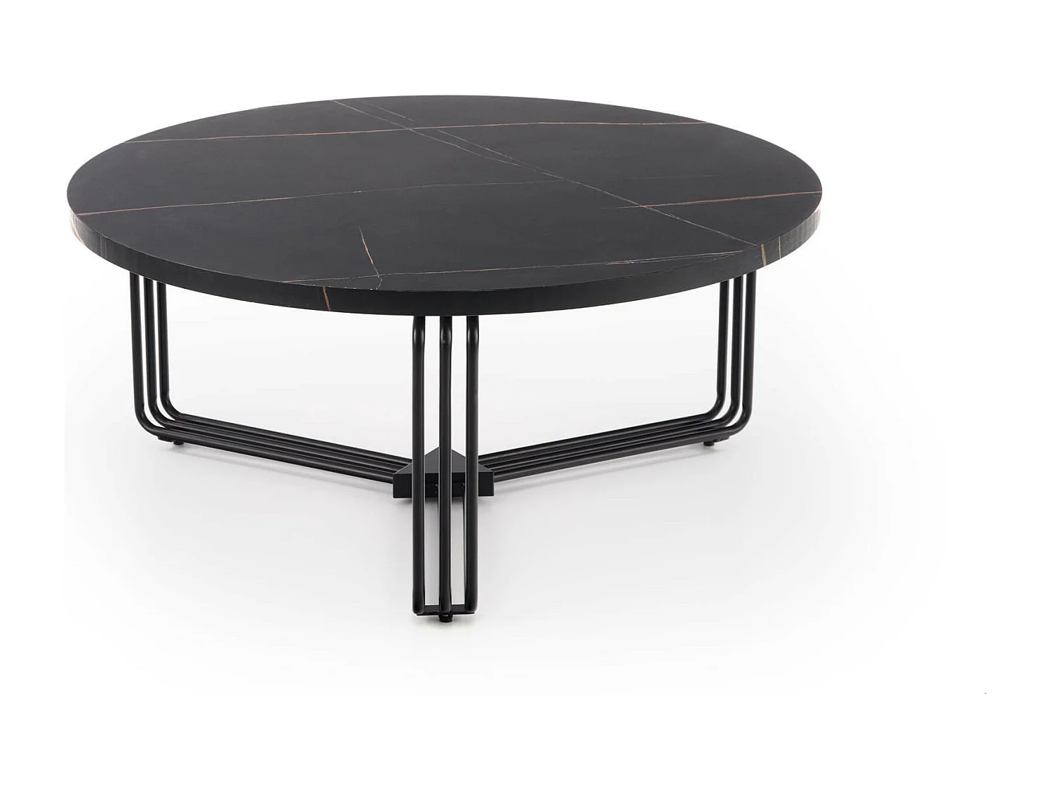 Tavolino rotondo con piano in marmo nero ARUM