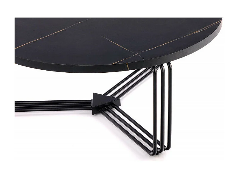 Tavolino rotondo con piano in marmo nero ARUM